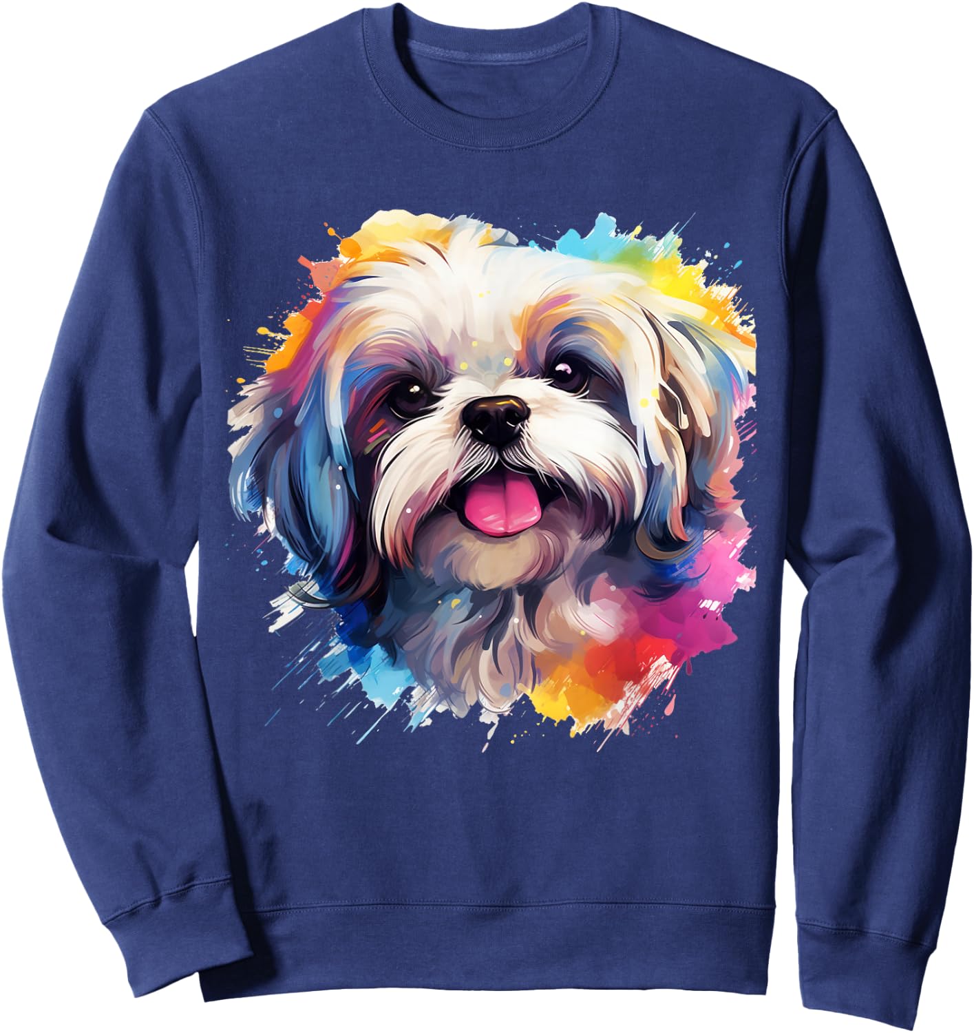 Shih-Tzu Portrait | Portrait Colour Artwork Sweatshirt - Sweatshirt | Navy
