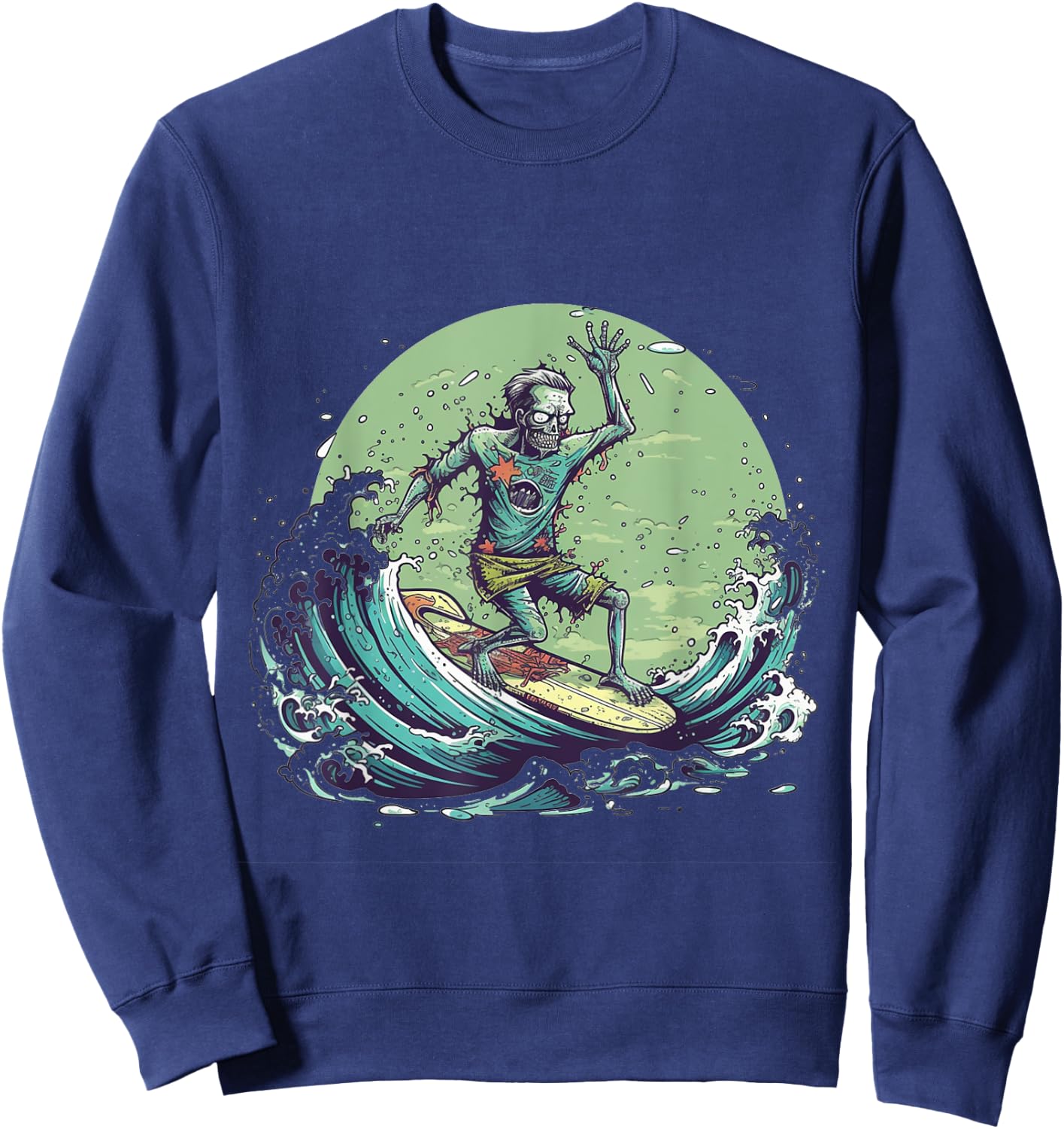 Zombie Surfing Halloween Costume Surf Surfer Men Women Sweatshirt - Sweatshirt | Navy