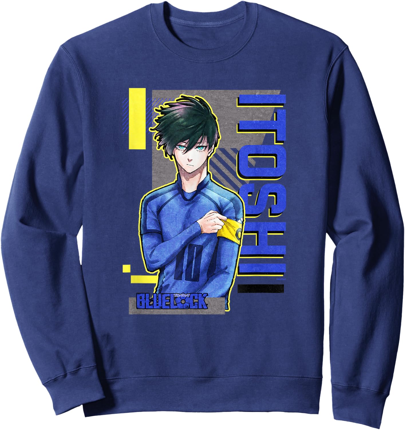 Blue Lock Rin Itoshi The Captain Big Chest Neon Portrait Sweatshirt - Sweatshirt | Navy