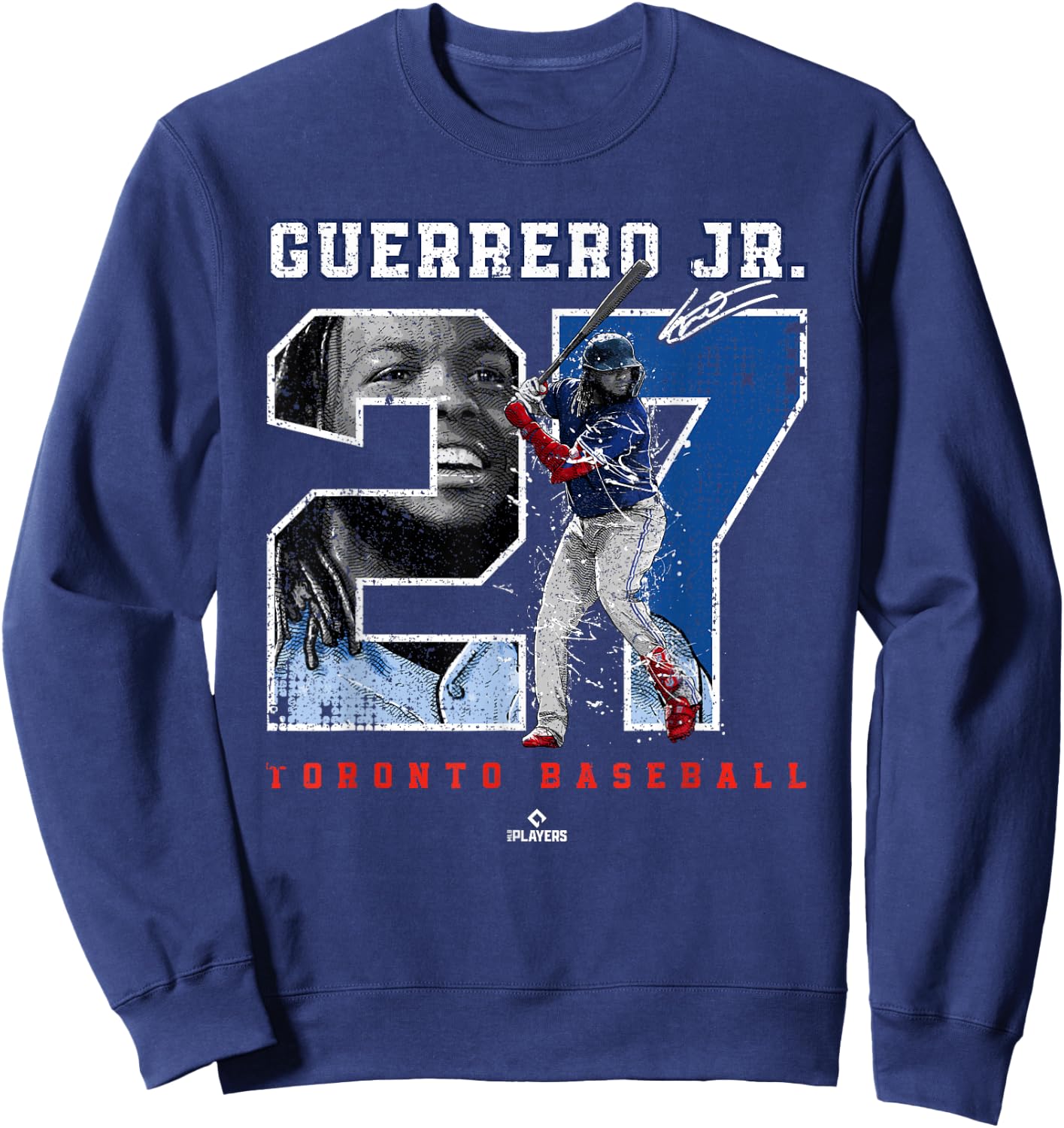 Number and Portrait Vladimir Guerrero Jr Toronto MLBPA Sweatshirt - Sweatshirt | Navy