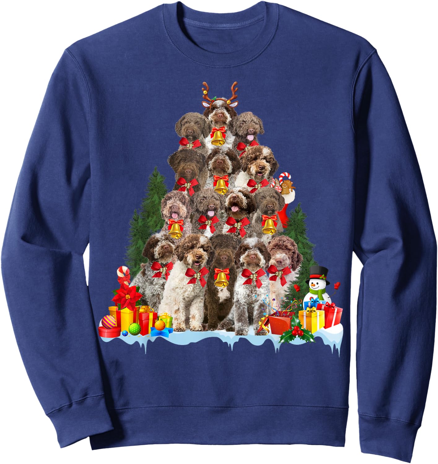 Christmas Pajama Lagotto Romagnolo Xmas Tree Gifts Dog Lover Women Kids Sweatshirt - Sweatshirt | Navy