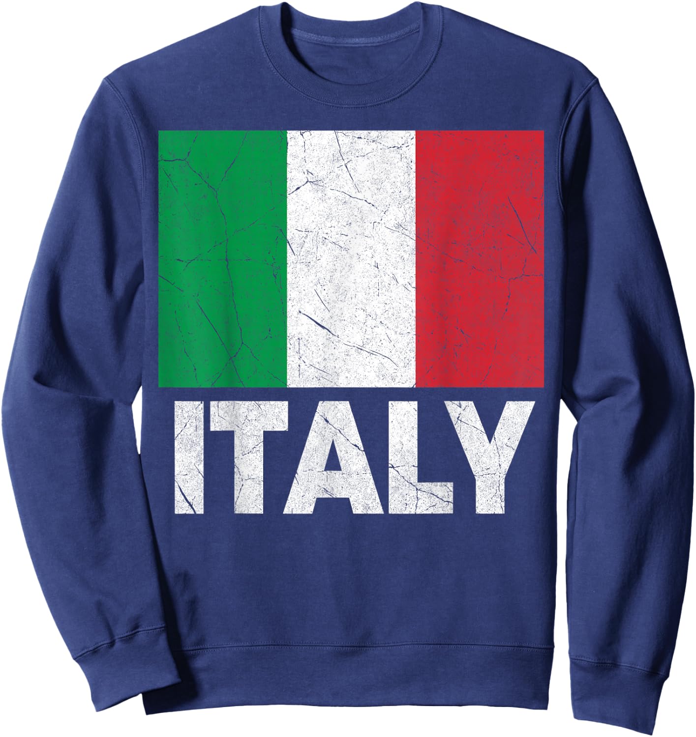 Vintage Italy Flag Italia Pride Italian Family Italiano Sweatshirt - Sweatshirt | Navy