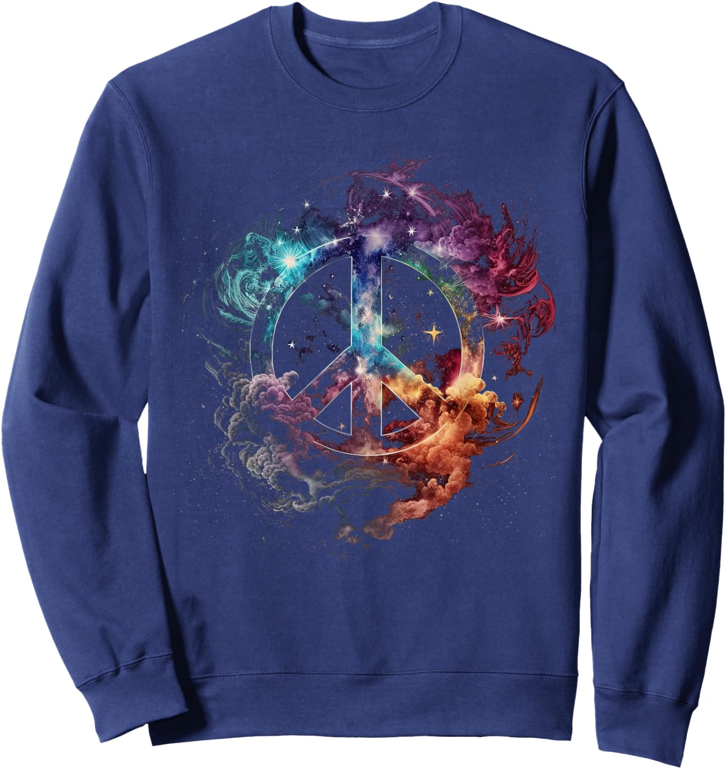 Peace sign of freedom hippie flower child space science Sweatshirt - Sweatshirt | Navy