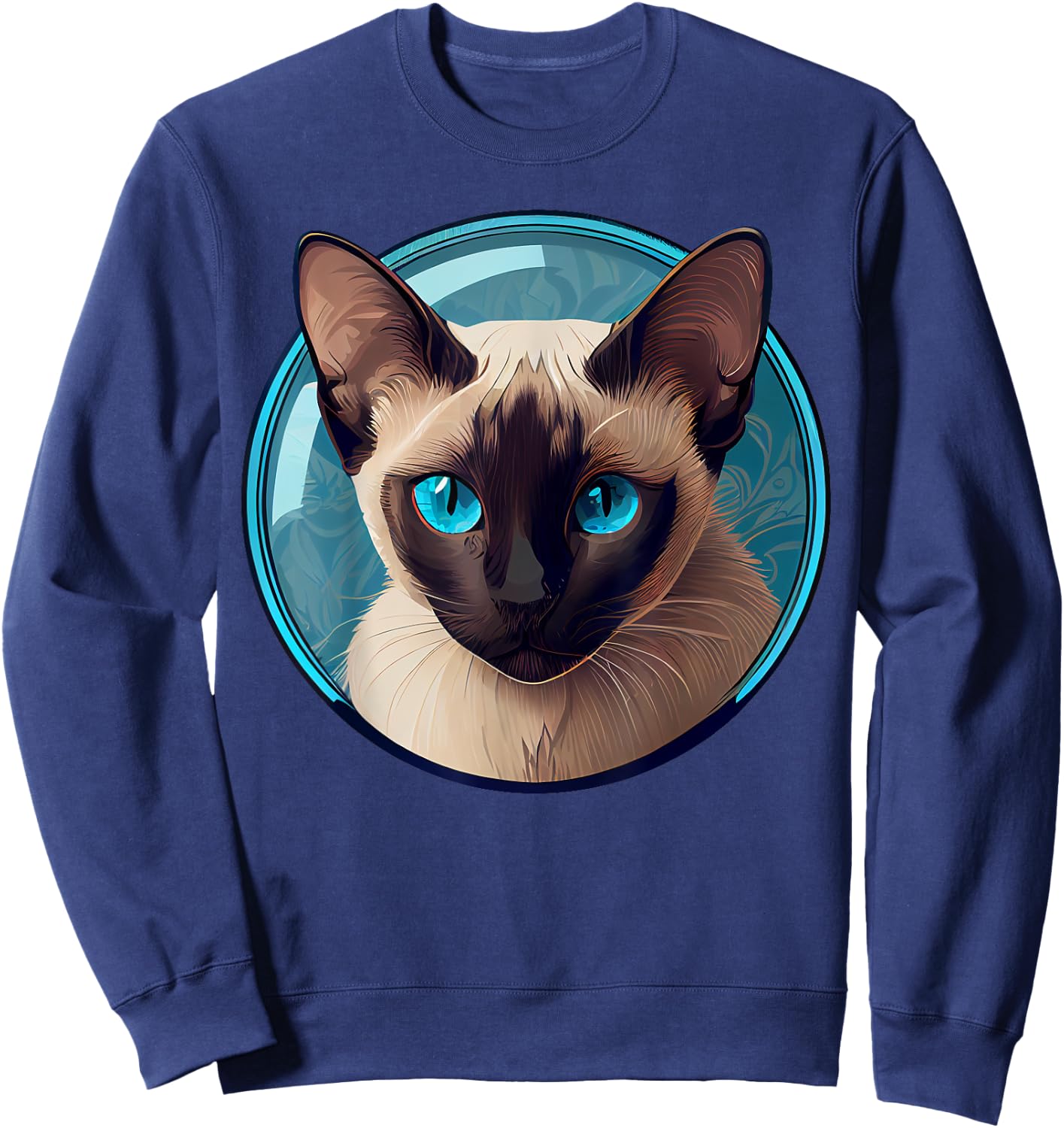 Siamese Cat | Blue-Eyed Siamese Sealing Point Men Women Sweatshirt - Sweatshirt | Navy