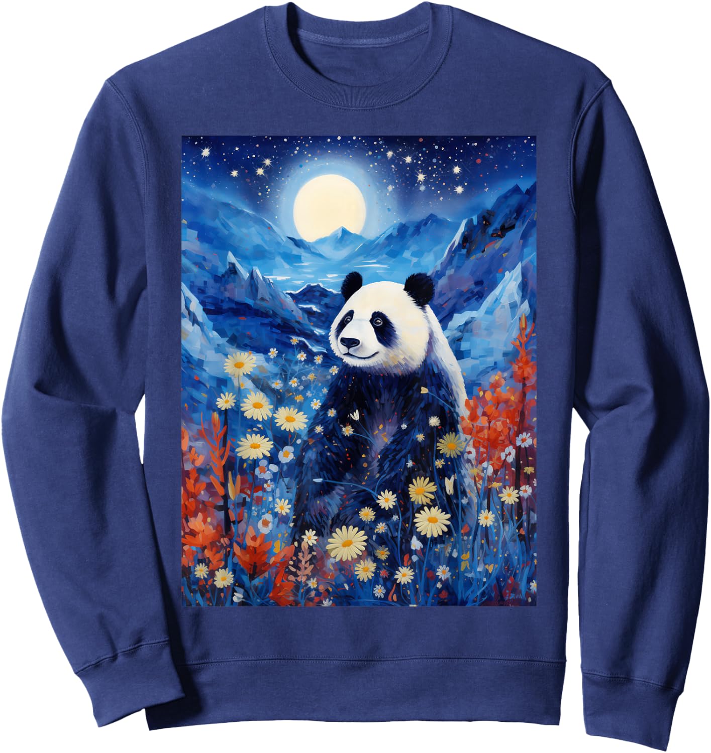Panda Starry Night Van Gogh Style Graphic Sweatshirt - Sweatshirt | Navy