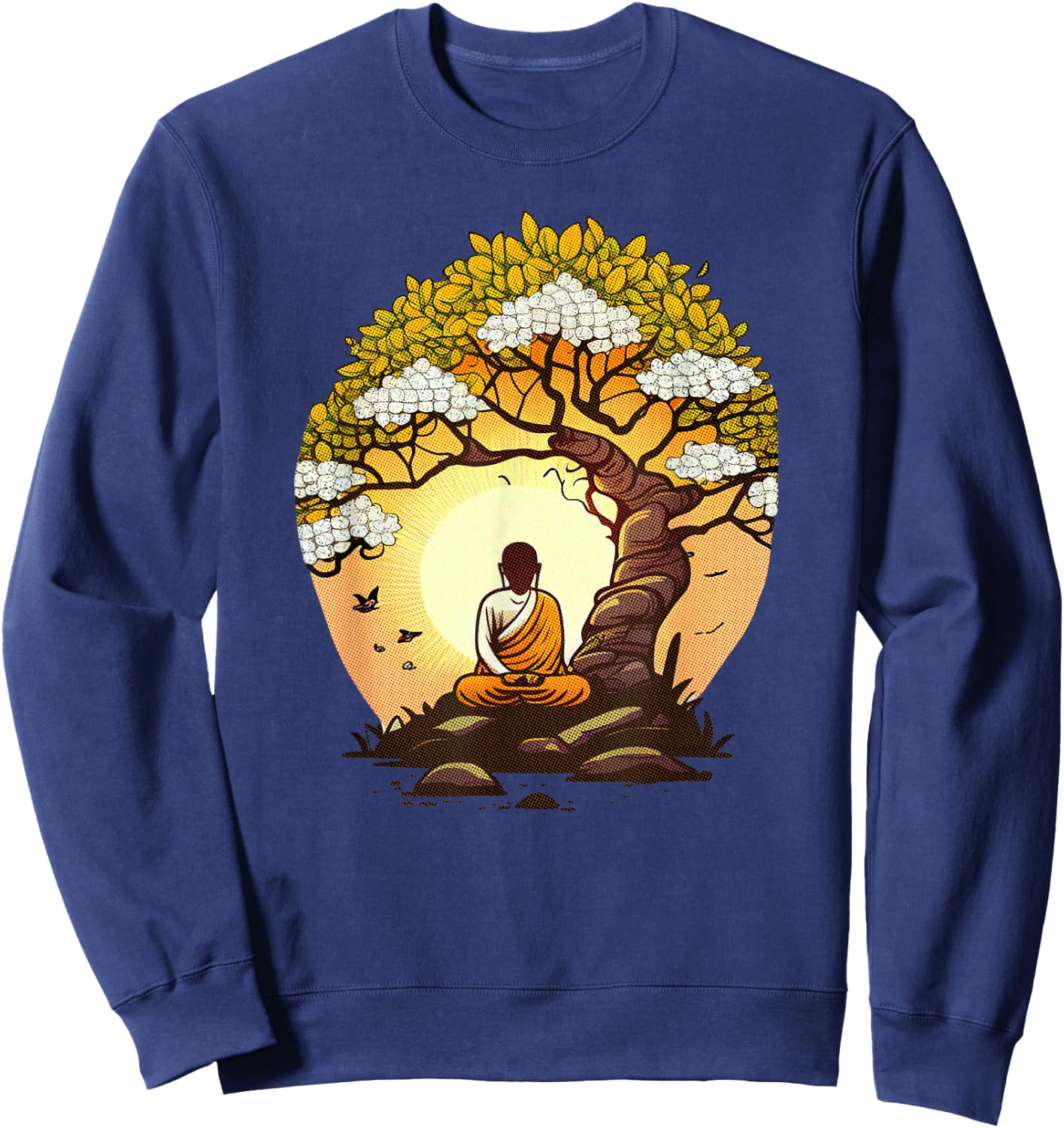 Buddha Sitting Under a Tree - Zen Meditation Lover Sweatshirt - Sweatshirt | Navy