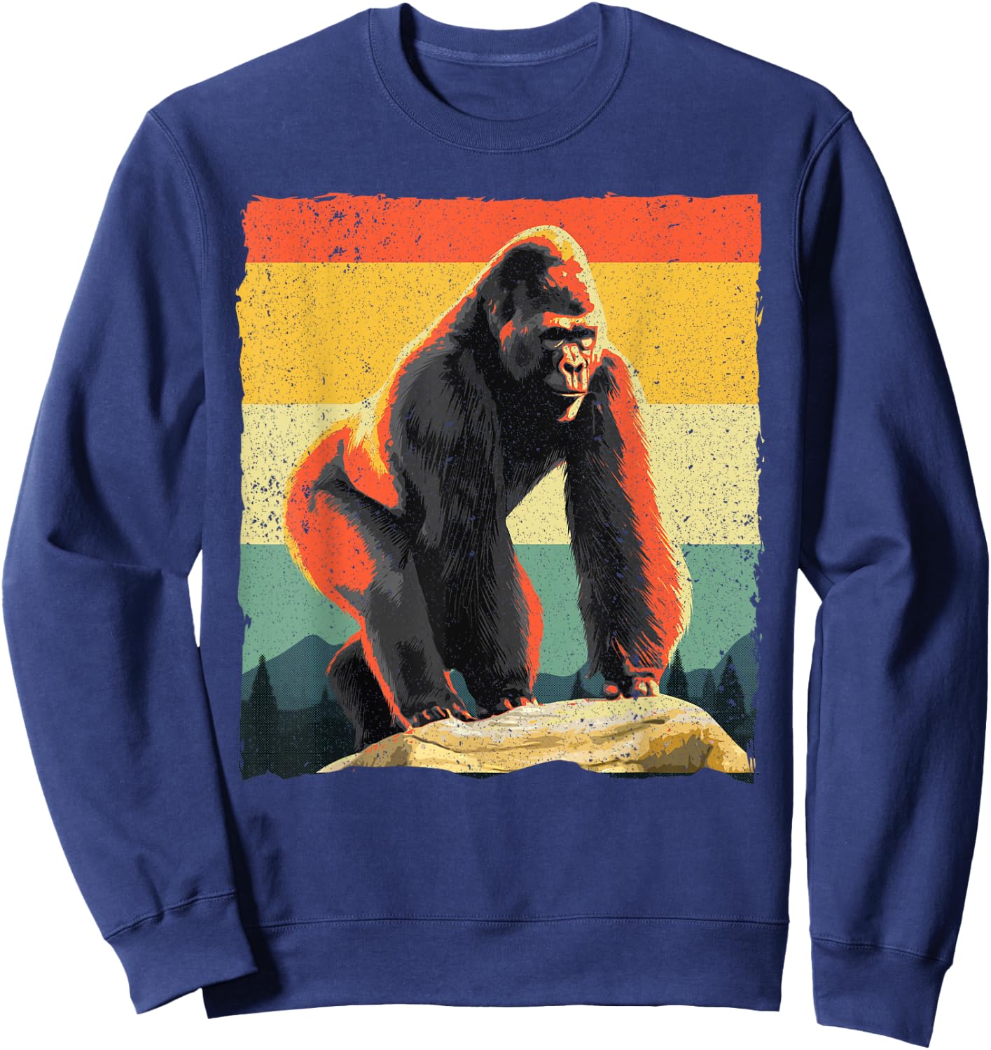 Cool Gorilla Design Women Primate Gorilla Animal Sweatshirt - Sweatshirt | Navy
