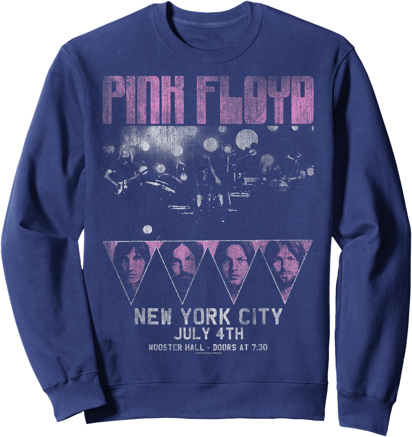 Official Pink Floyd Rock Band Tour NYC Classic Retro Music Sweatshirt - Sweatshirt | Navy