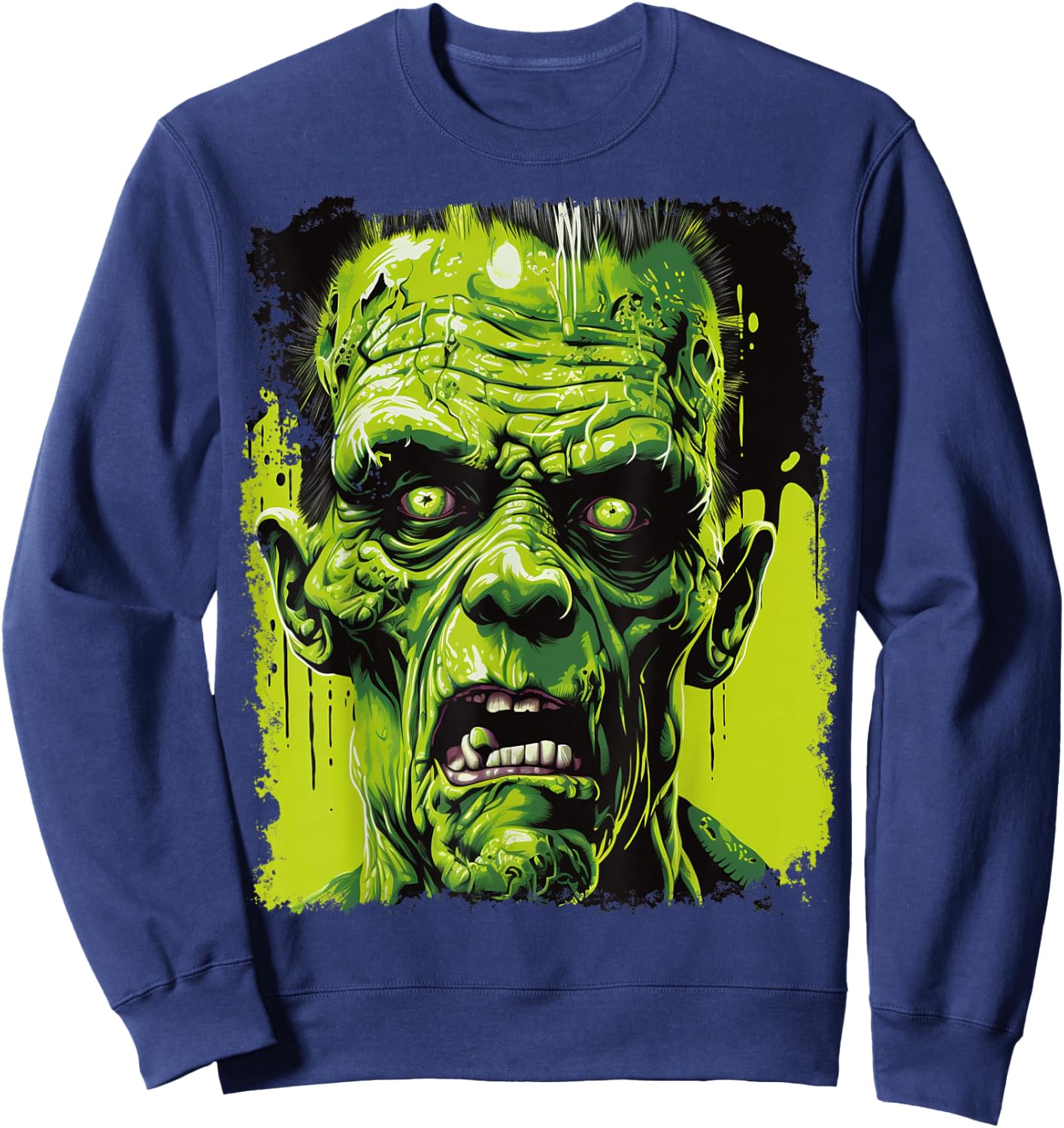 Green Zombie Halloween Sweatshirt - Sweatshirt | Navy