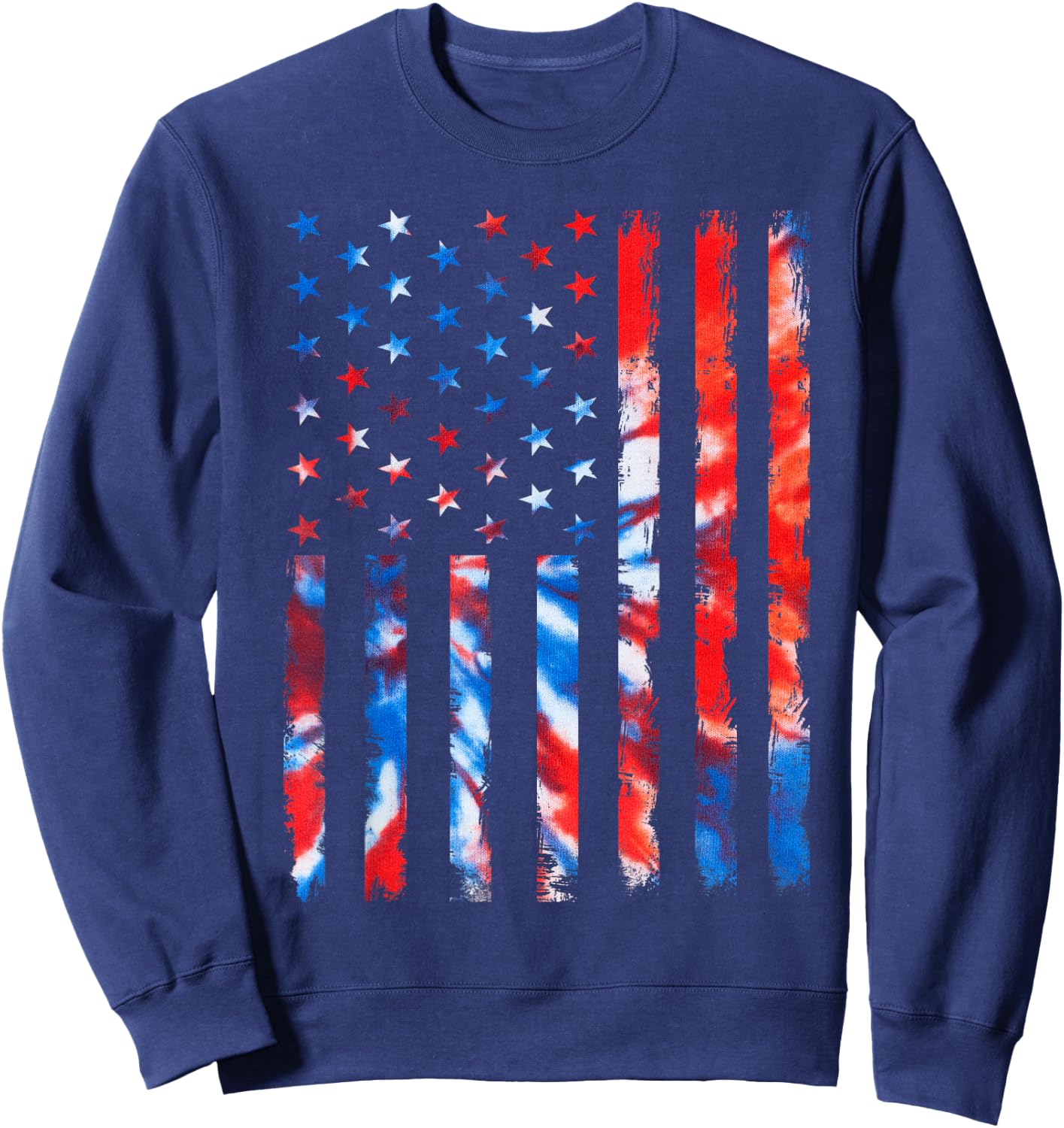 Vintage Red White and Blue Tie Dye American Flag Sweatshirt - Sweatshirt | Navy