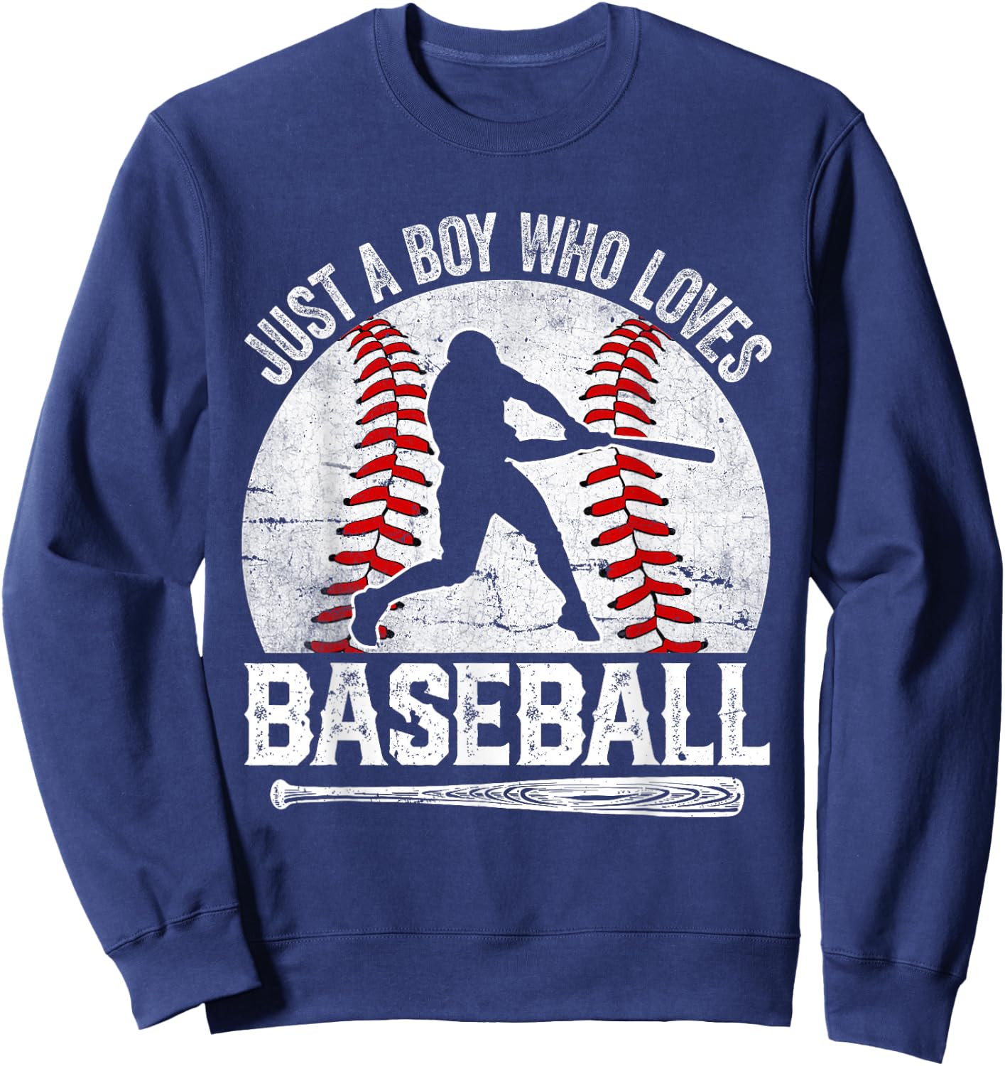 Just A Boy Who Loves Baseball Apparel Boys Sweatshirt - Sweatshirt | Navy
