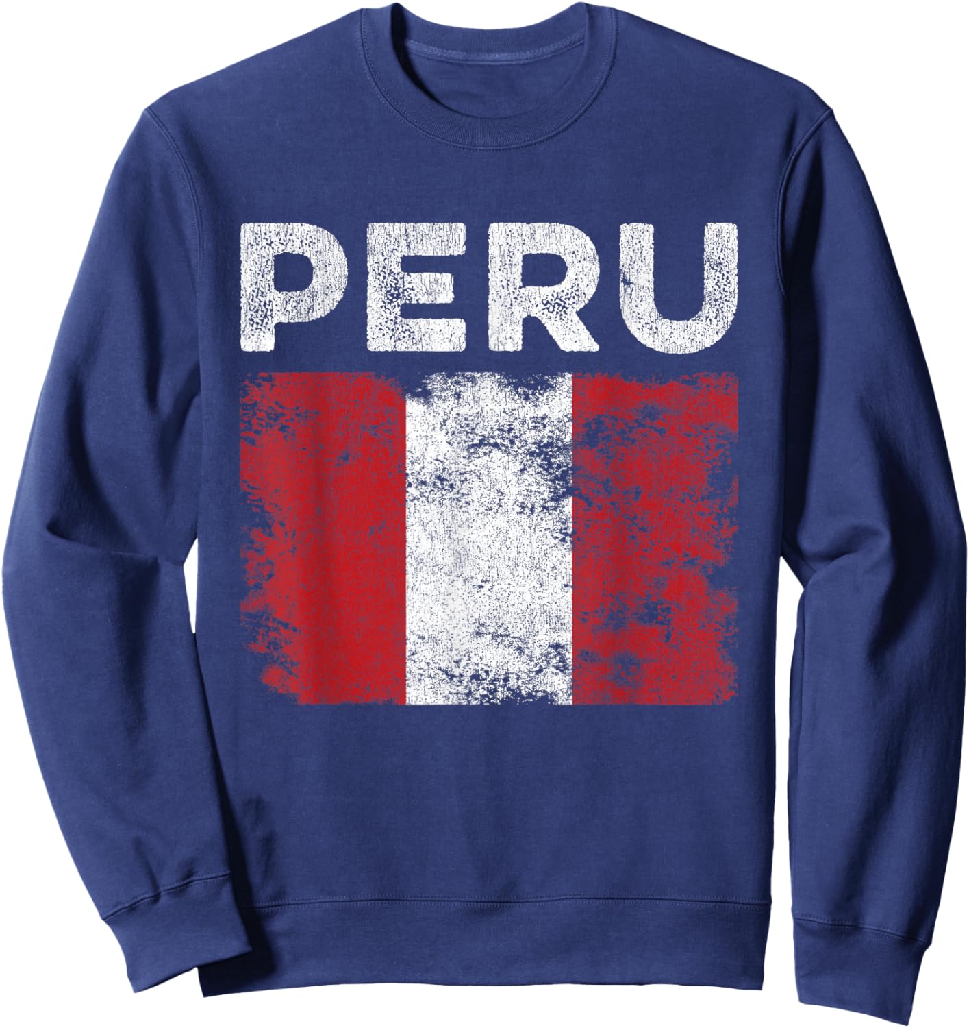Peru Flag Distressed - Men Women Kids - Peruvian Flag Sweatshirt - Sweatshirt | Navy