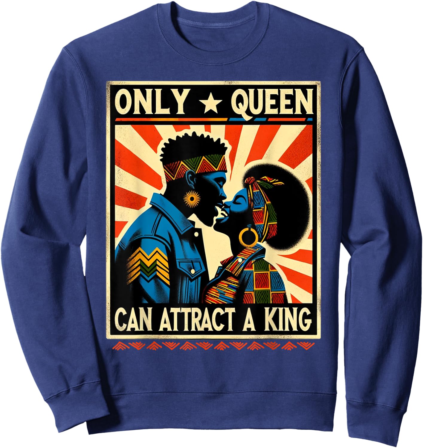 King & Queen Black Love African American Couples Marriage Sweatshirt - Sweatshirt | Navy