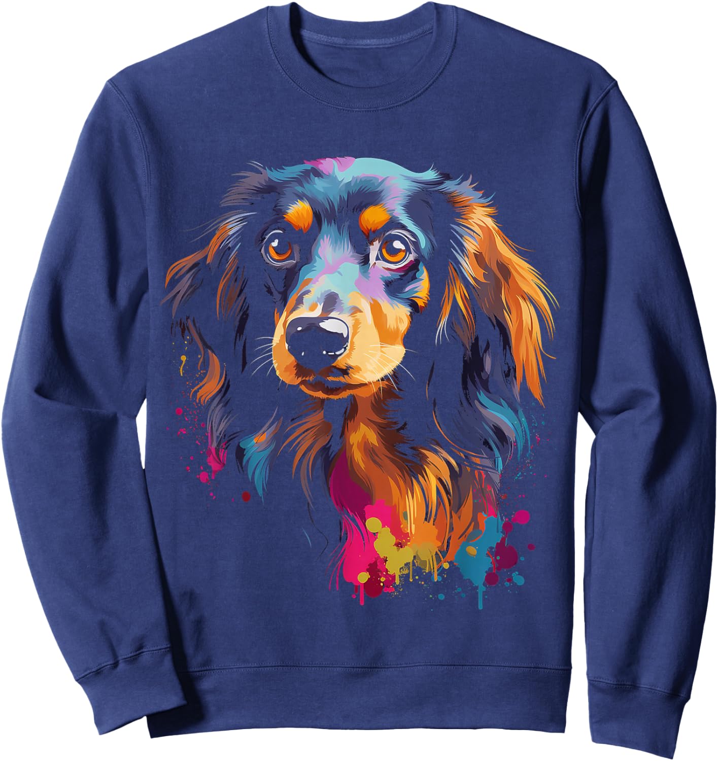 Long hair dachshund Dachshund puppy dog Sweatshirt - Sweatshirt | Navy