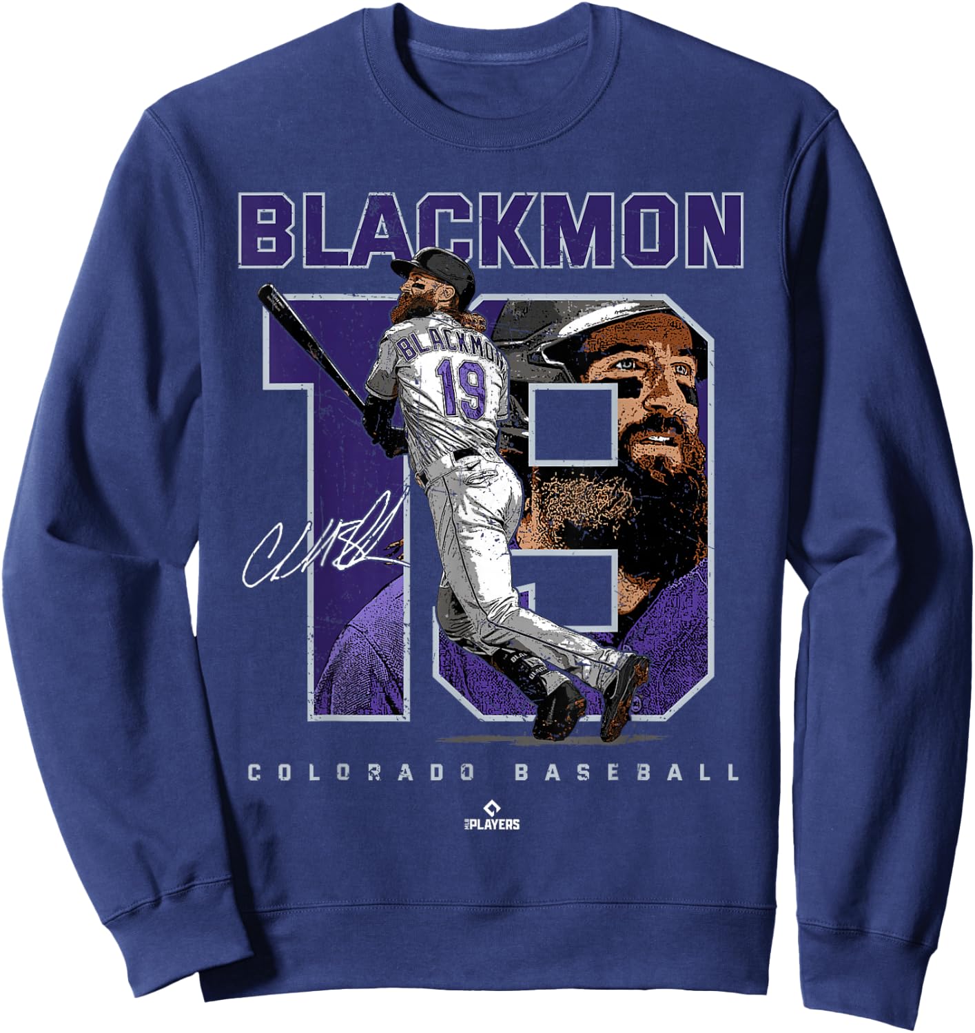 Number and Portrait Charlie Blackmon Colorado MLBPA Sweatshirt - Sweatshirt | Navy