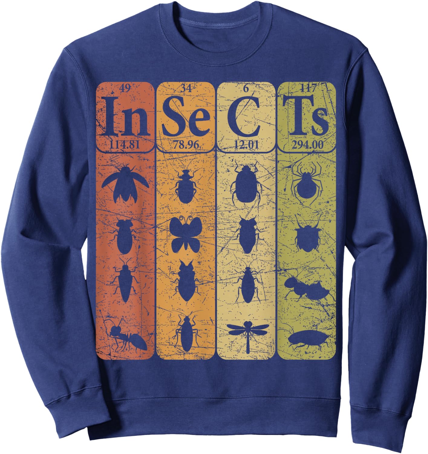 Insects Periodic Table Elements Entomologist Retro Bugs Sweatshirt - Sweatshirt | Navy
