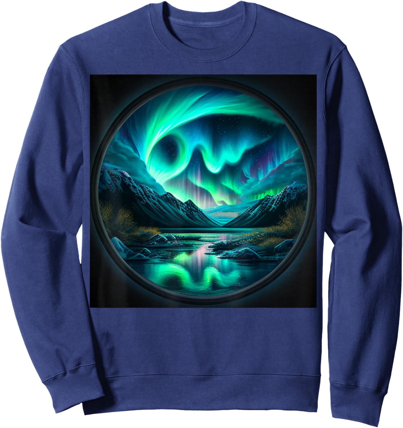 Alaska Aurora Borealis Nature Art for Hiking and Camping Sweatshirt - Sweatshirt | Navy