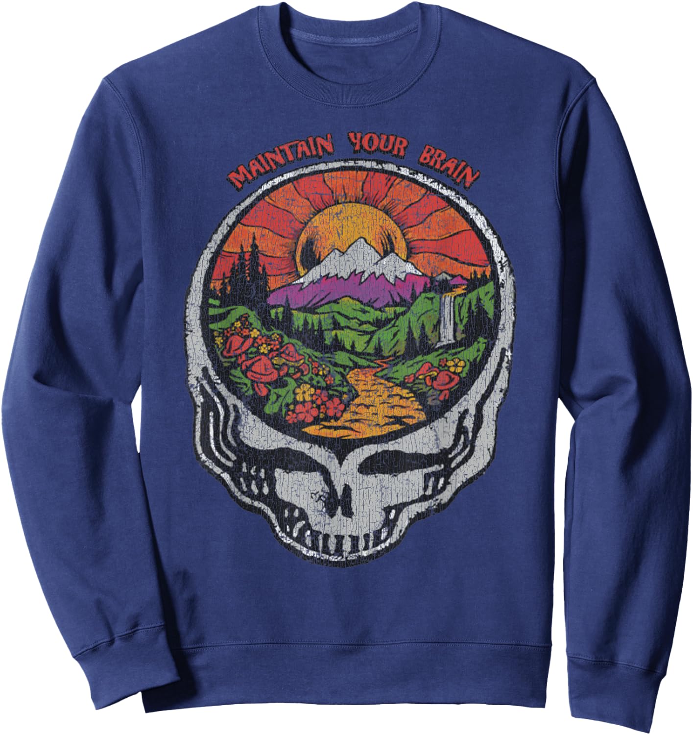 Vintage Feed Your Head 1986 Skull Earth Summer Of Love Men Women Sweatshirt - Sweatshirt | Navy