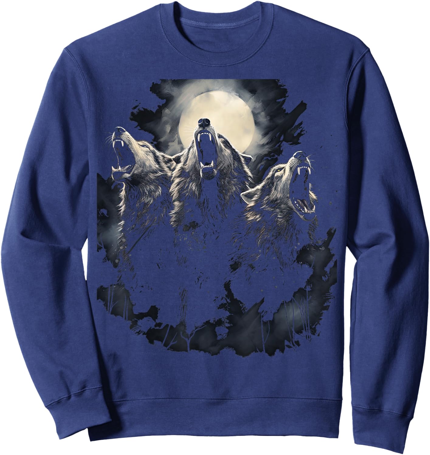 Wolves Howl to the Moon Wolf Wild Animals Sweatshirt - Sweatshirt | Navy
