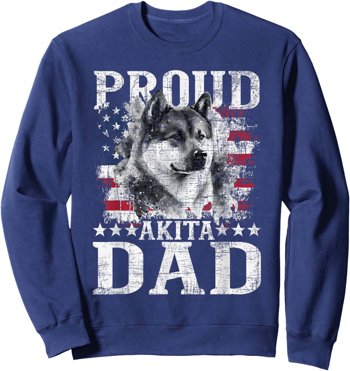 Proud Akita Dad - Patriotic Father's Day Canine Dog Lover Kids Men Sweatshirt - Sweatshirt | Navy