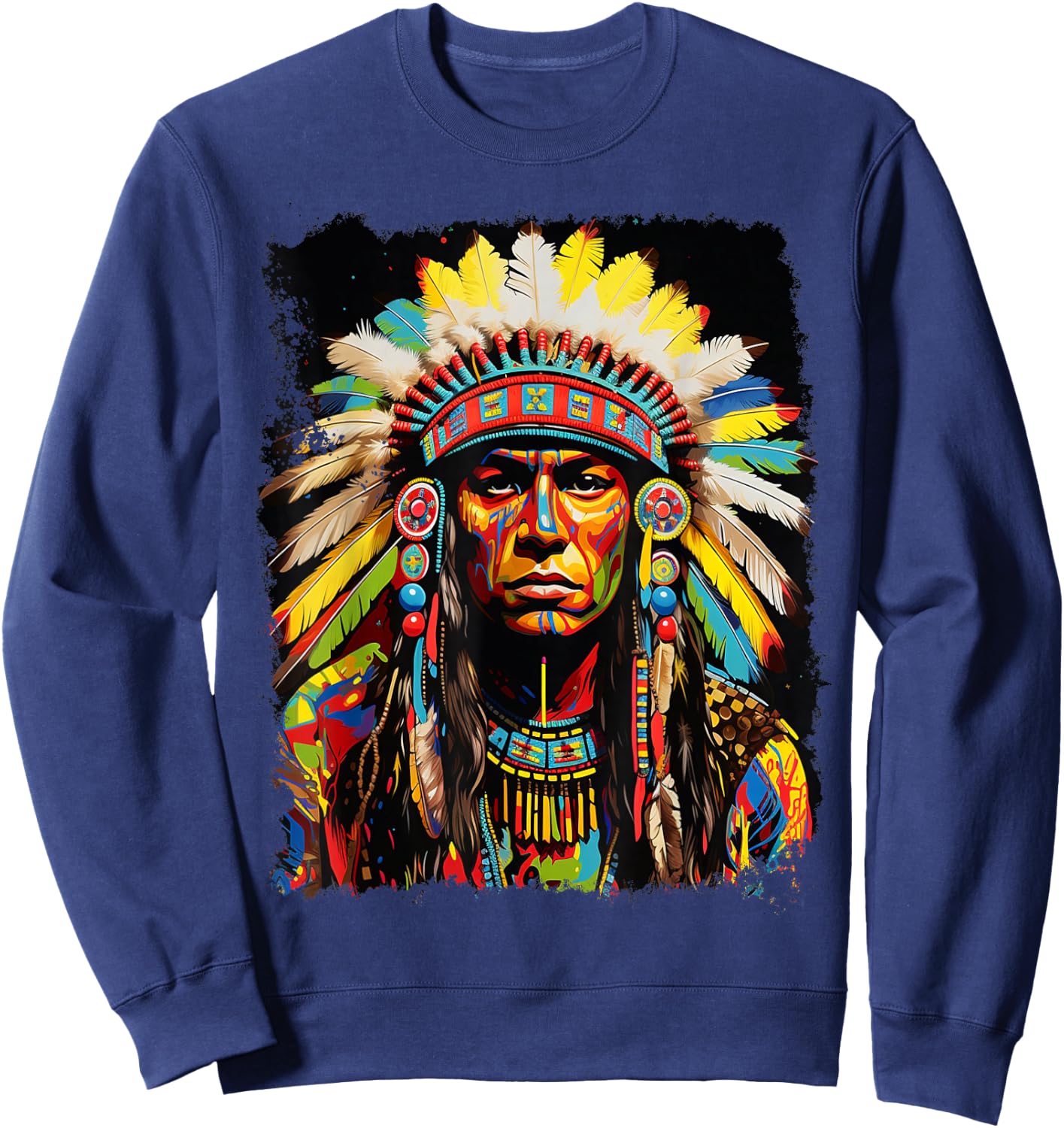 Wolf Native American Design Sweatshirt - Sweatshirt | Navy