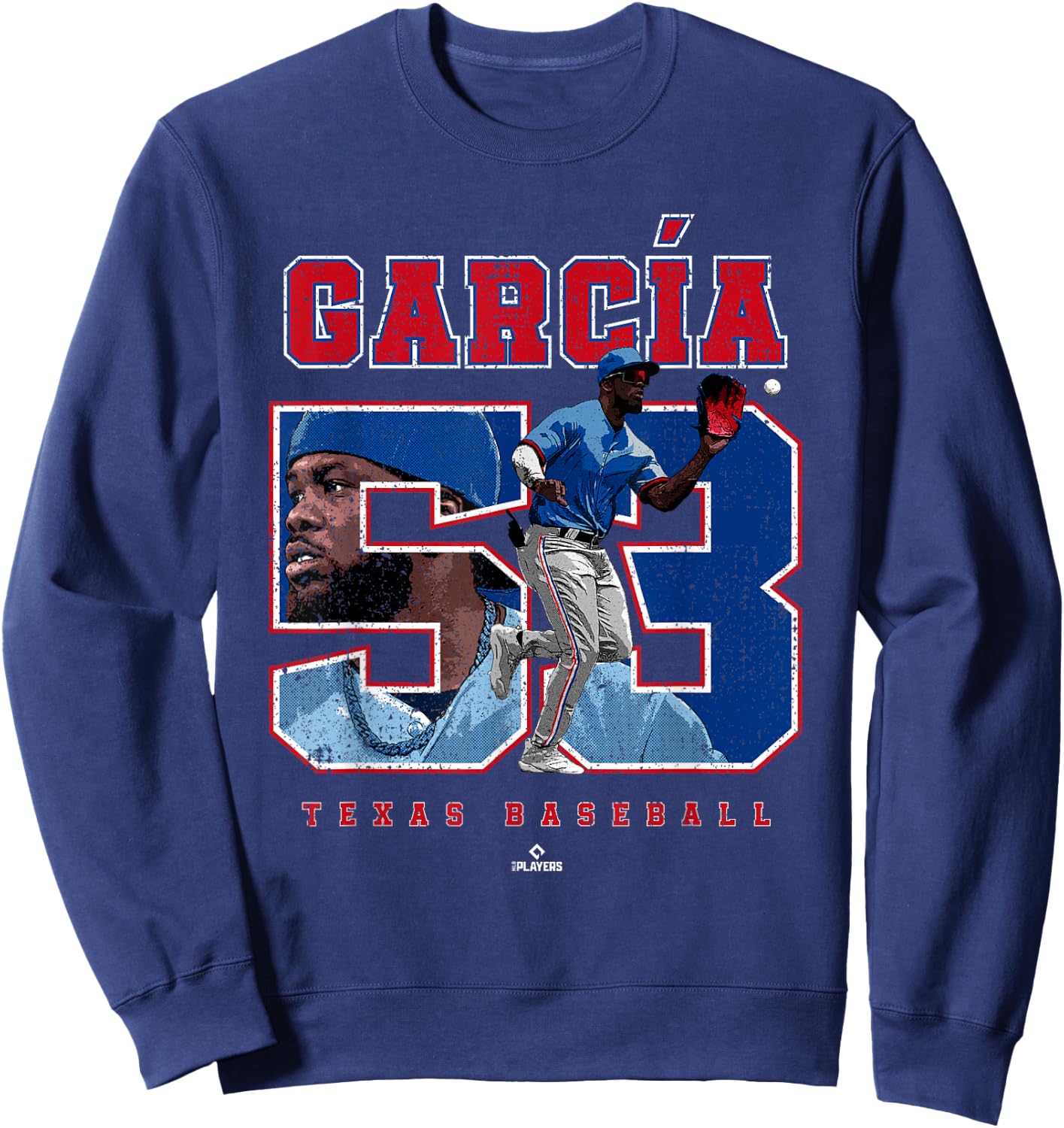 Number and Portrait Adolis Garcia Texas MLBPA Sweatshirt - Sweatshirt | Navy