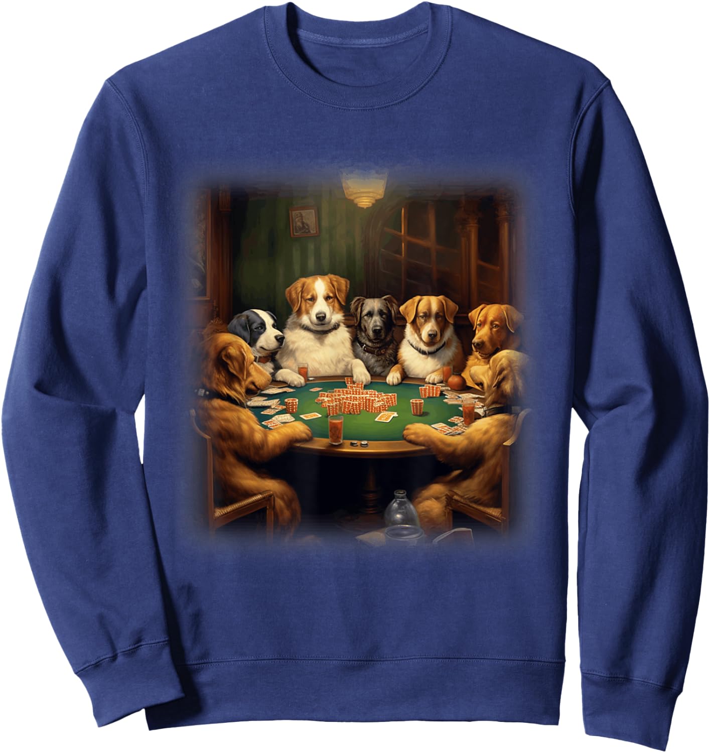 Dogs Playing Poker | A Friend in Need | Funny Dog Lover Art Men Women Sweatshirt - Sweatshirt | Navy