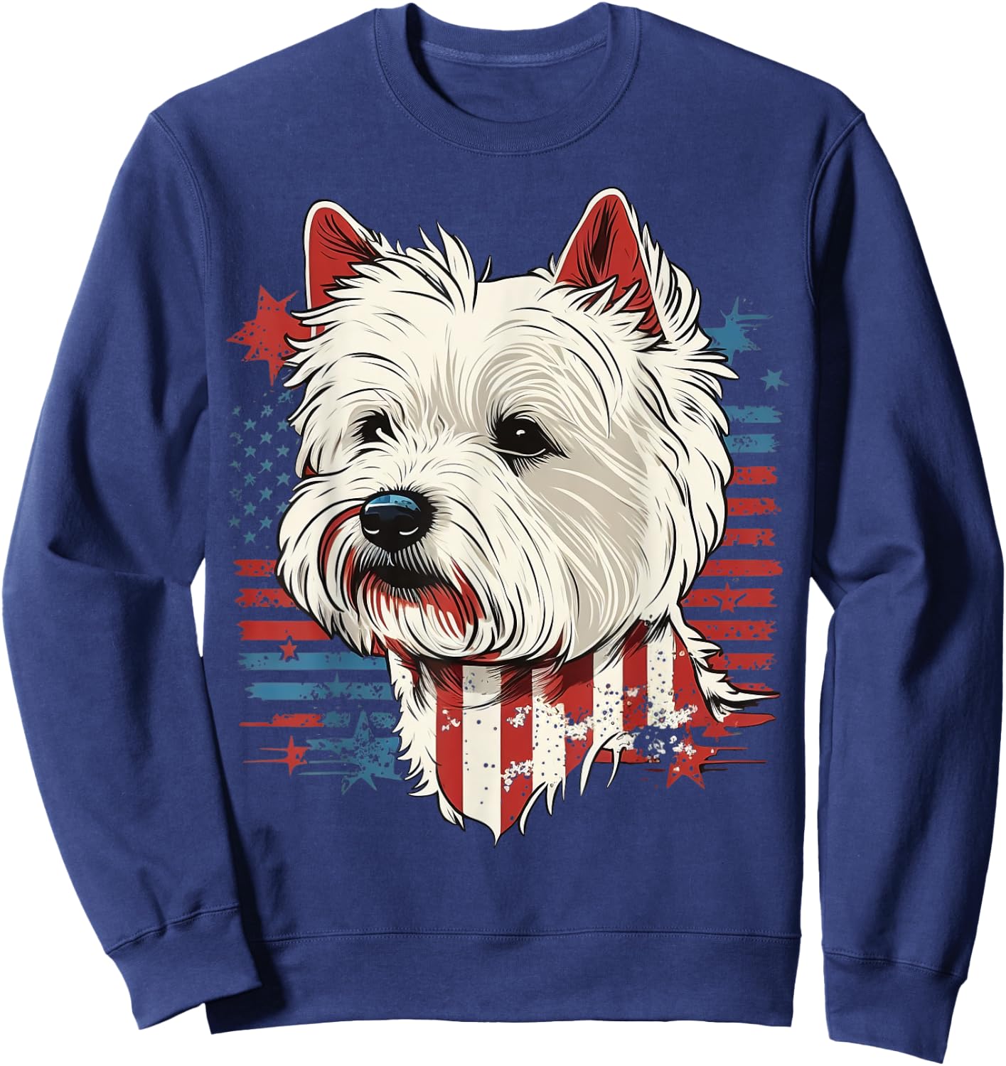 USA Westie Patriotic American West Highland White Terrier Kids Men Sweatshirt - Sweatshirt | Navy