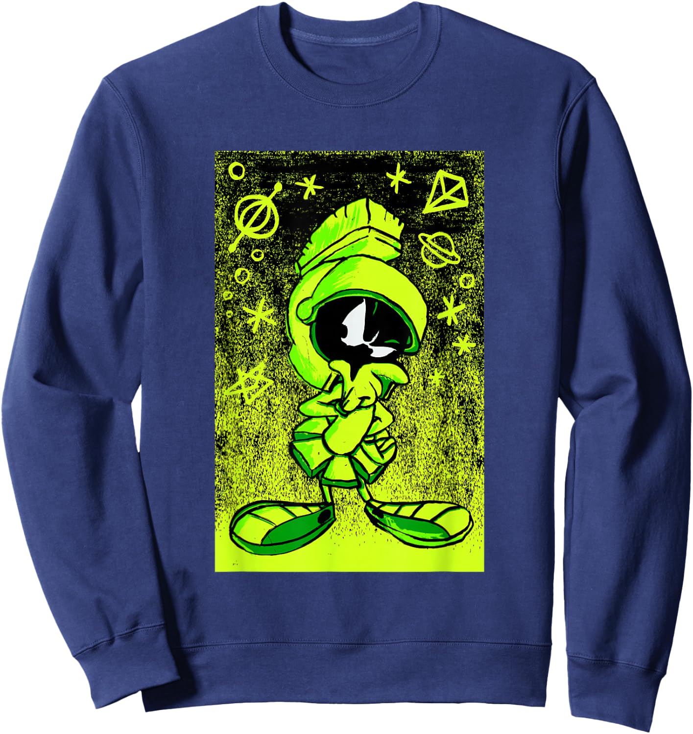 WB100 Looney Tunes Marvin The Martian Etching Portrait Sweatshirt - Sweatshirt | Navy