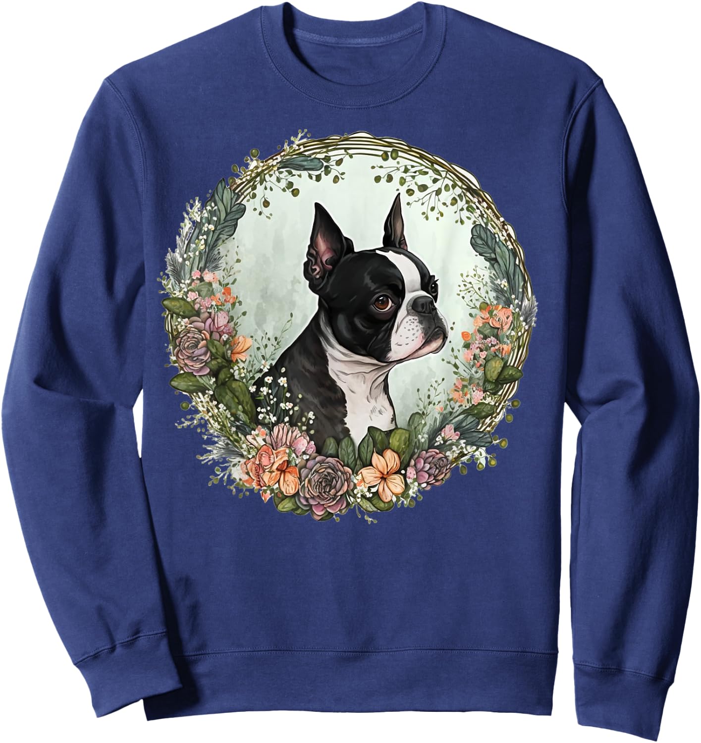 Cute Boston Terrier Dog on Boston Terrier Lover Men Women Kids Sweatshirt - Sweatshirt | Navy