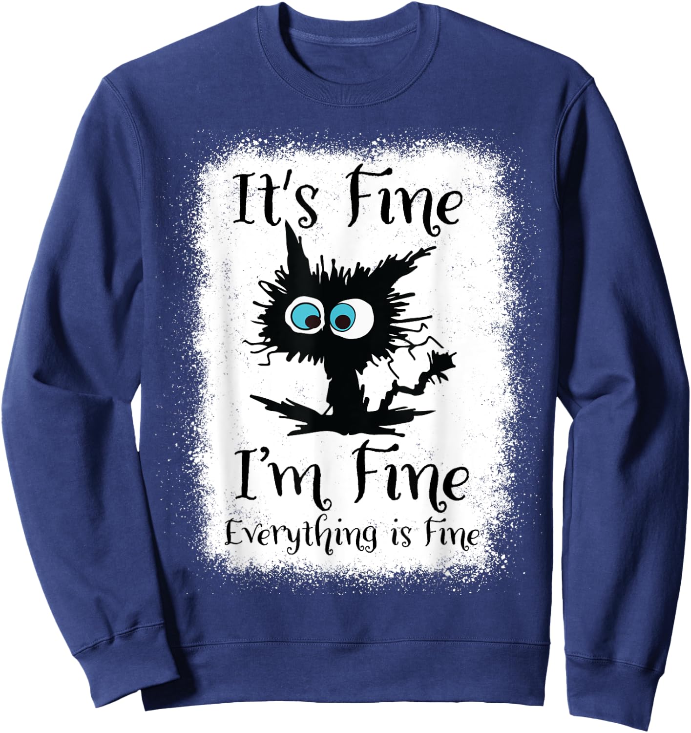 It's Fine I'm Fine Everything Is Fine Funny Black Cat Nurse Sweatshirt - Sweatshirt | Navy