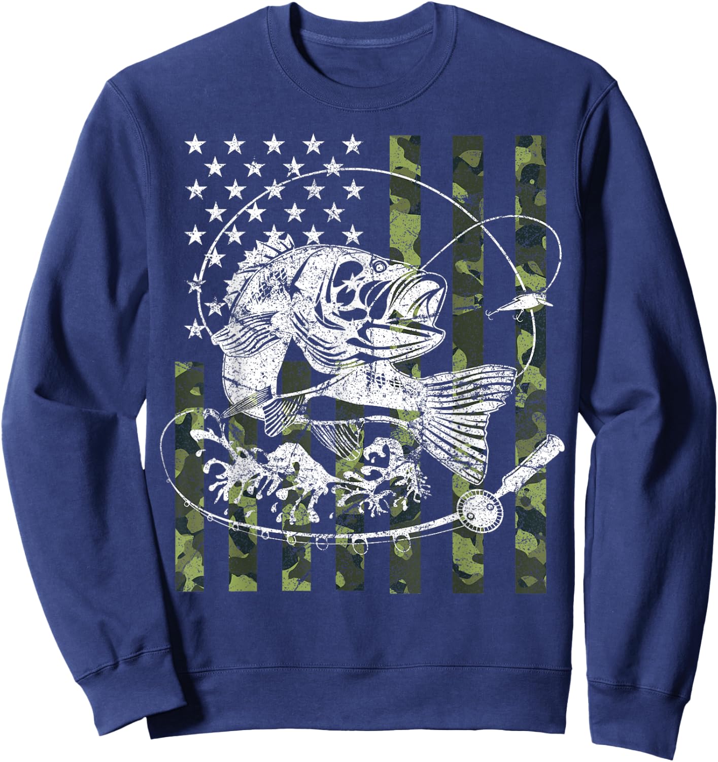 Camouflage American Flag Fishing Gifts Women Boys Sweatshirt - Sweatshirt | Navy