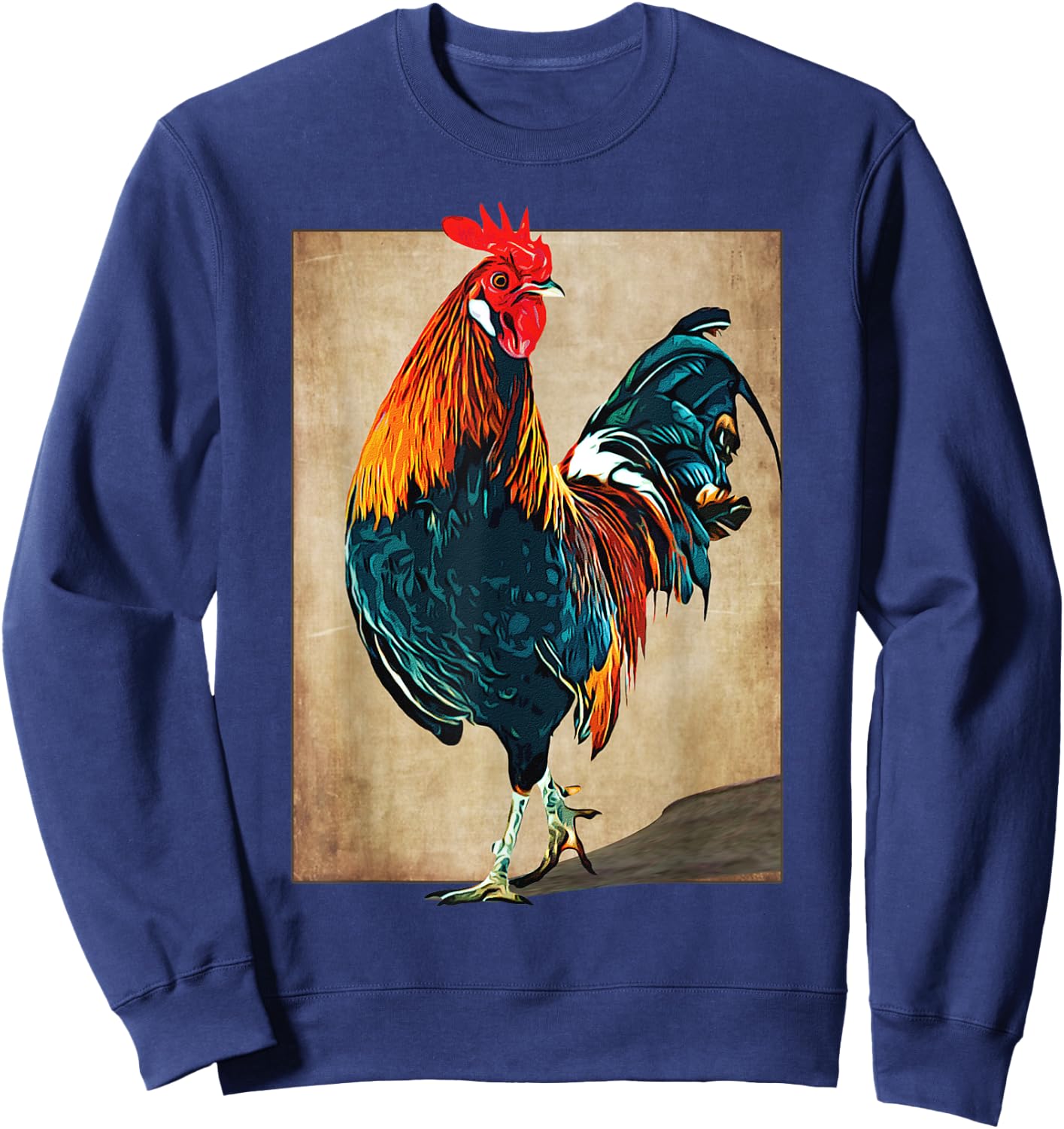 Rooster Male Chickens Awesome Cock Vintage Sweatshirt - Sweatshirt | Navy