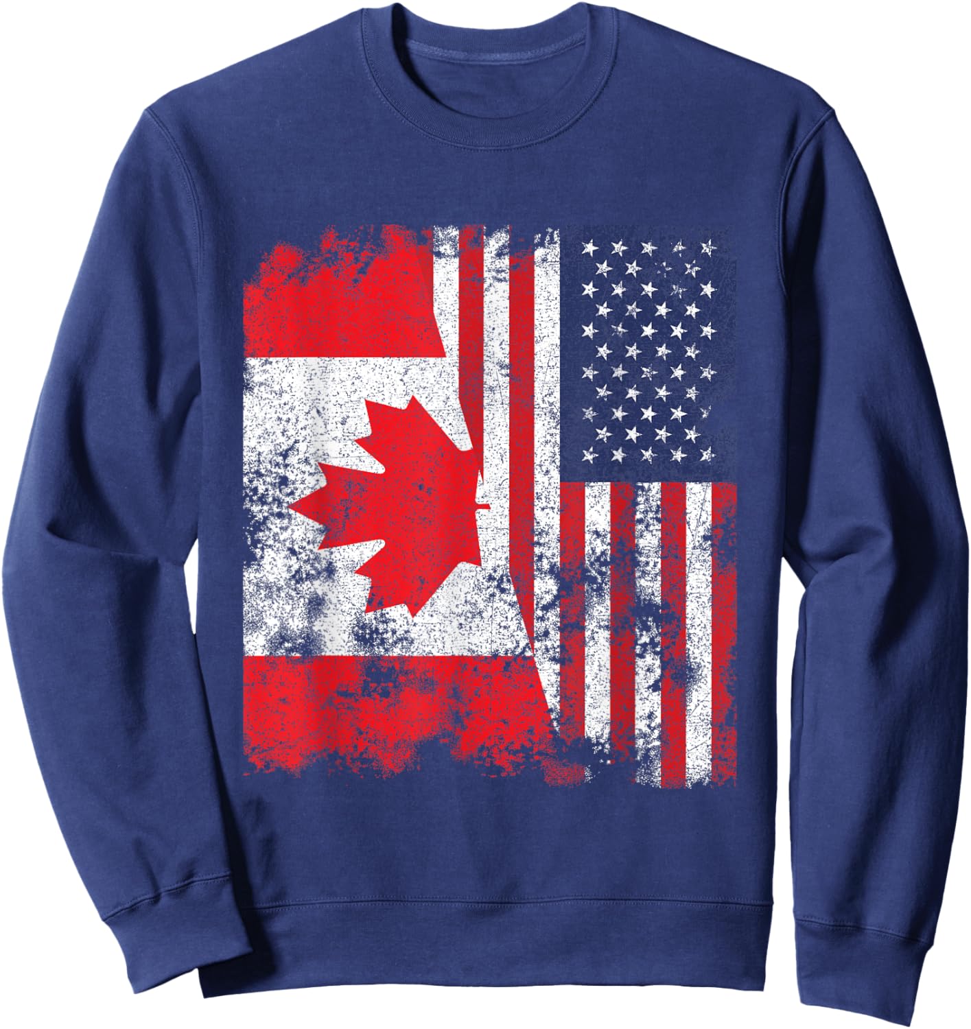 Canada USA Flag Distressed - Half American Women Kids Men Sweatshirt - Sweatshirt | Navy