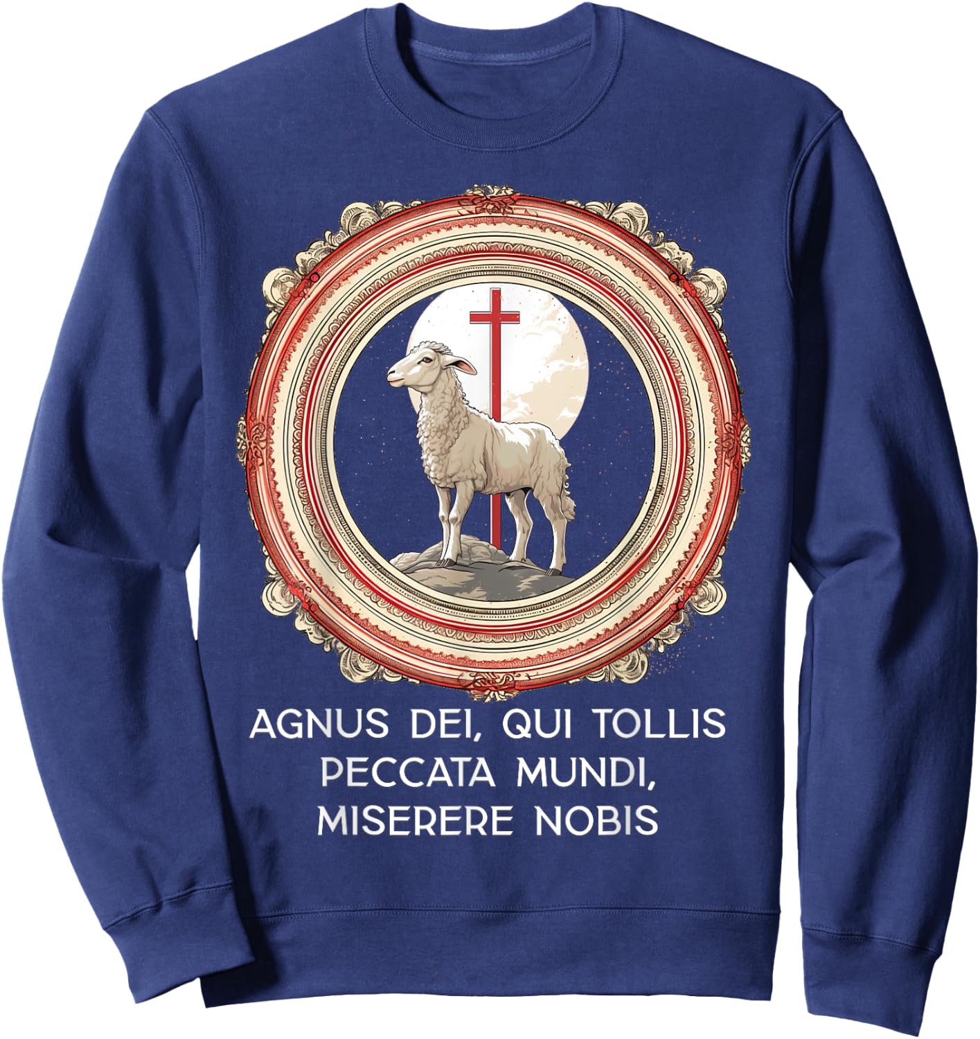 Agnus Dei Sanctus Traditional Latin Mass Catholic Sweatshirt - Sweatshirt | Navy