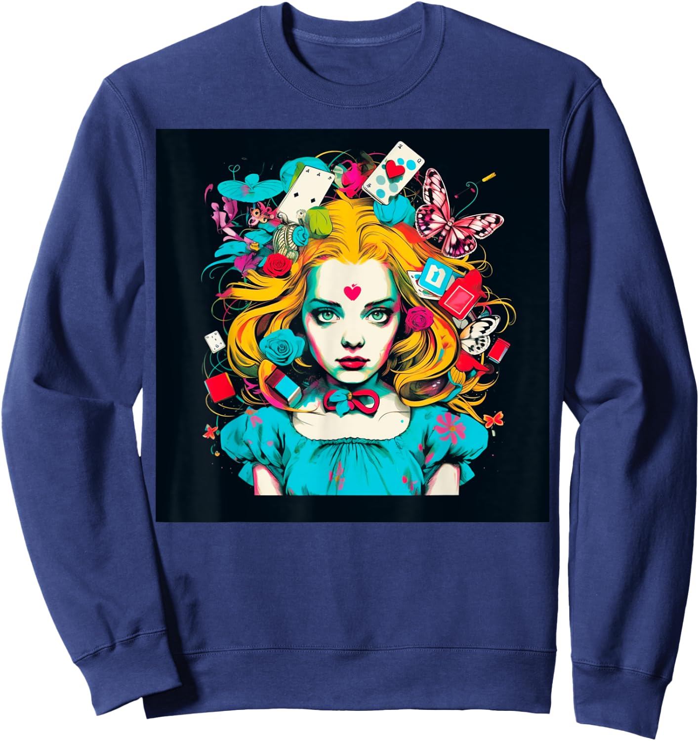 Alice T Wonderland Pop Surrealism Fiction Clothing Punk T Sweatshirt - Sweatshirt | Navy