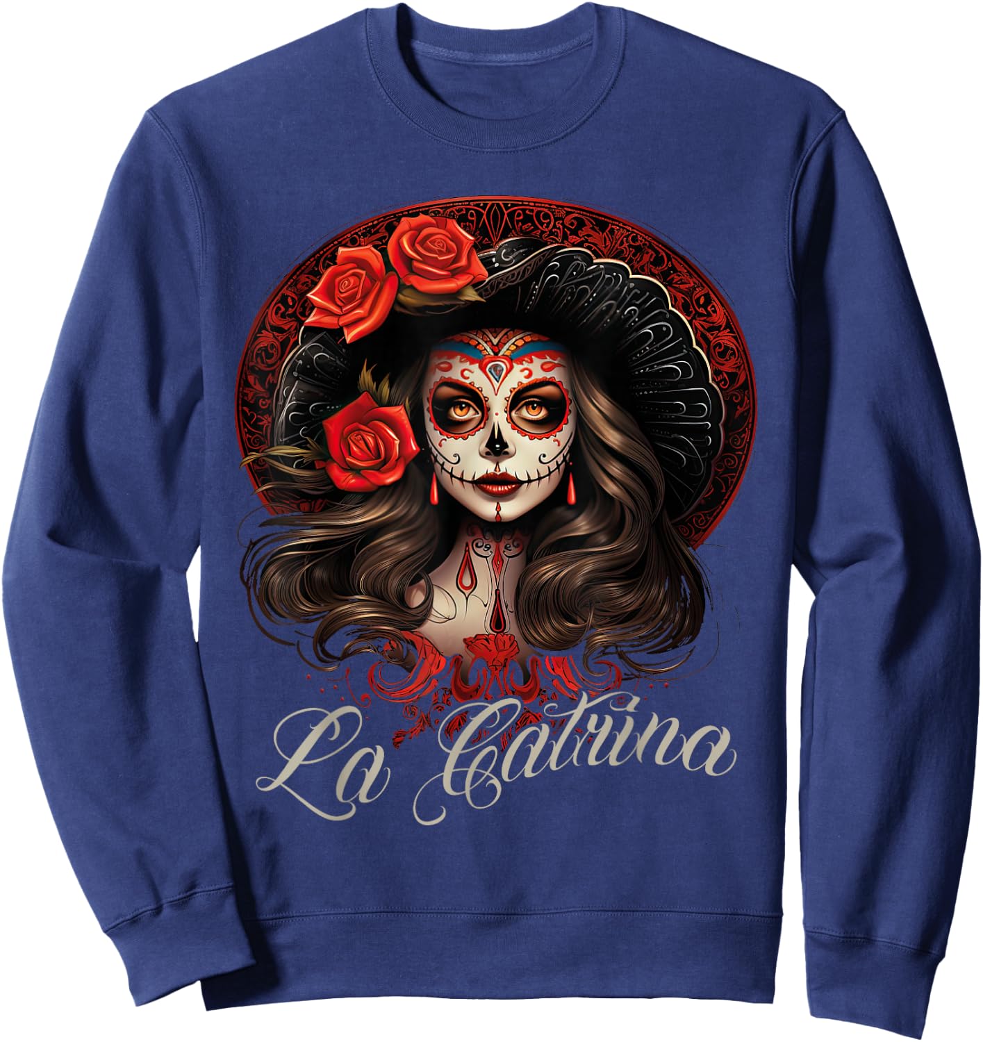La Catrina Dress Stylish Day of The Dead Costume La Catrina Sweatshirt - Sweatshirt | Navy
