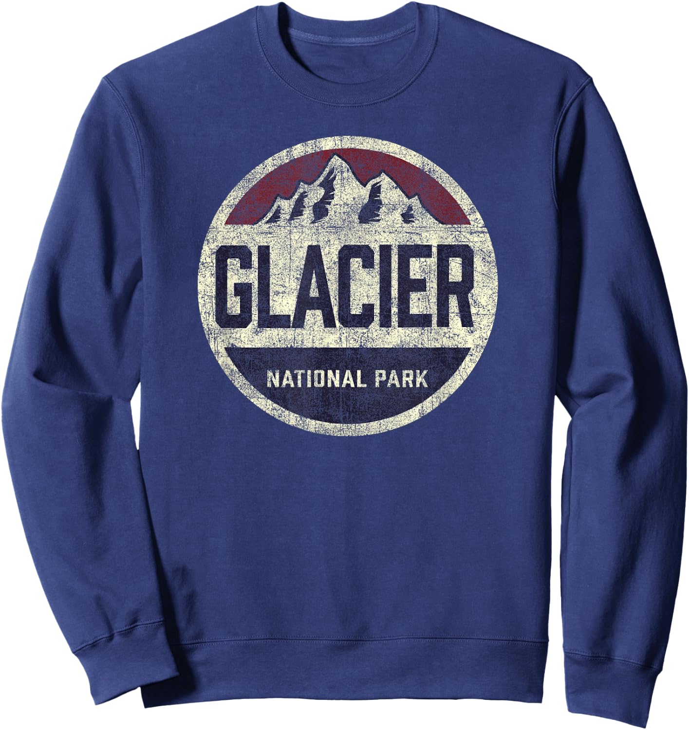 Vintage Glacier National Park Retro Mountain Kids Souvenir Sweatshirt - Sweatshirt | Navy