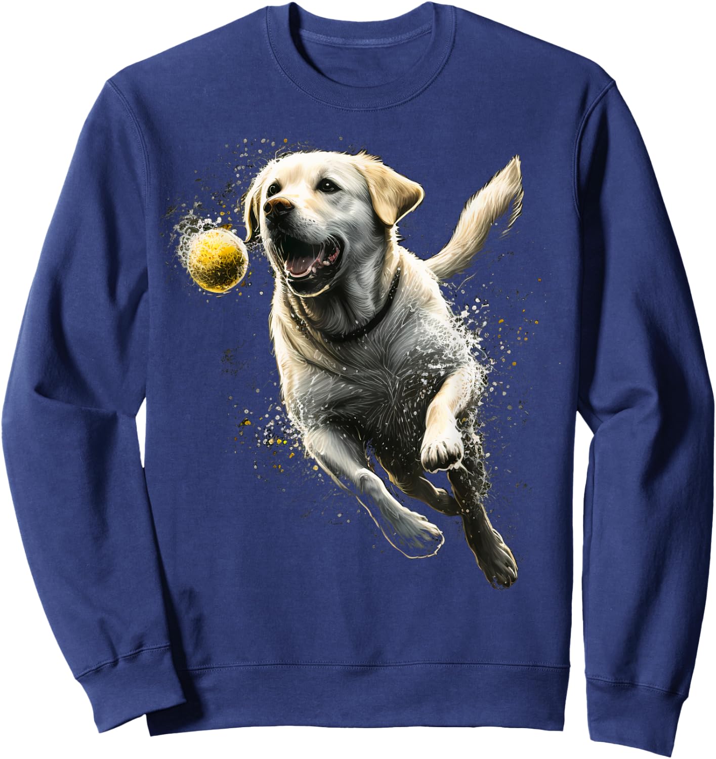 Yellow Labrador Retriever chasing a ball Labrador Retriever Sweatshirt - Sweatshirt | Navy