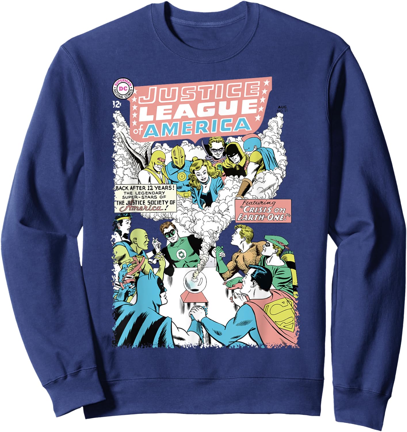 DC Justice League Cover 21 Crisis Sweatshirt - Sweatshirt | Navy