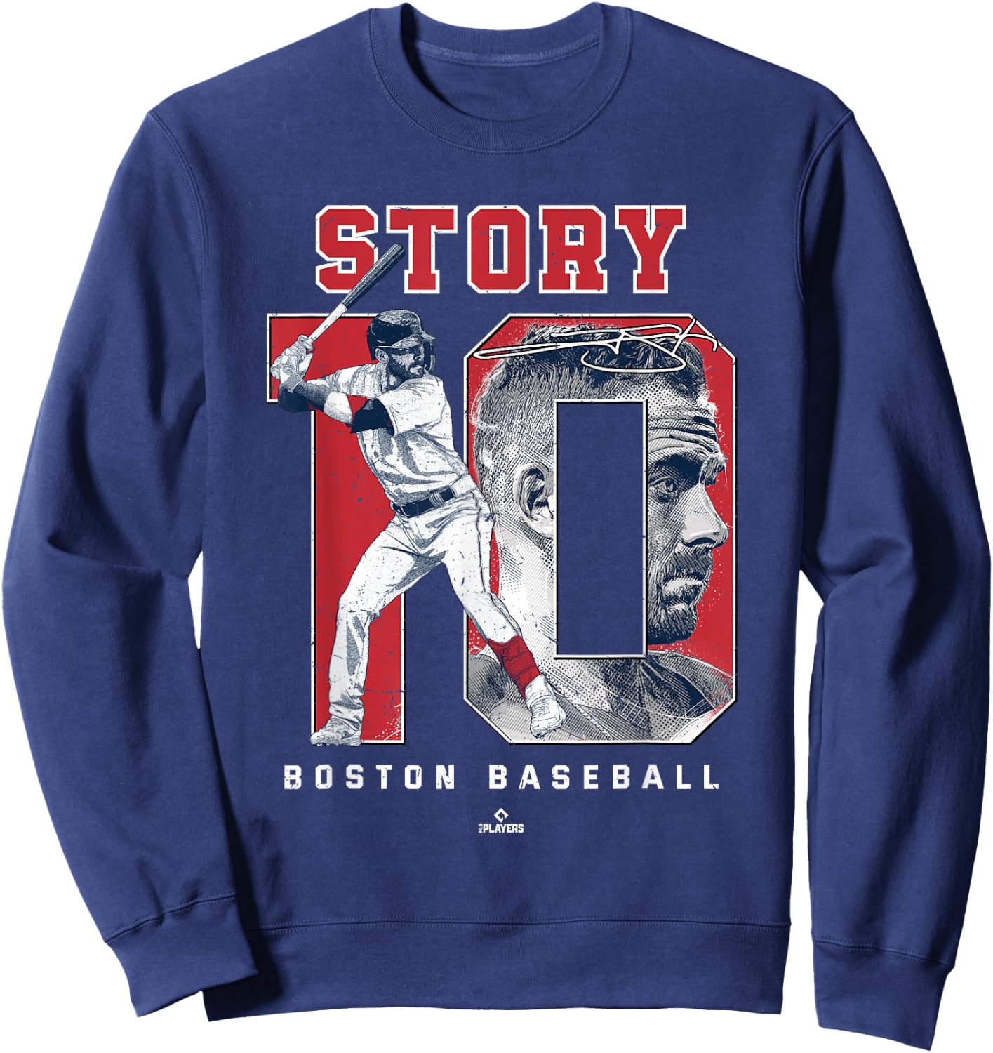 Number and Portrait Trevor Story Boston MLBPA Sweatshirt - Sweatshirt | Navy