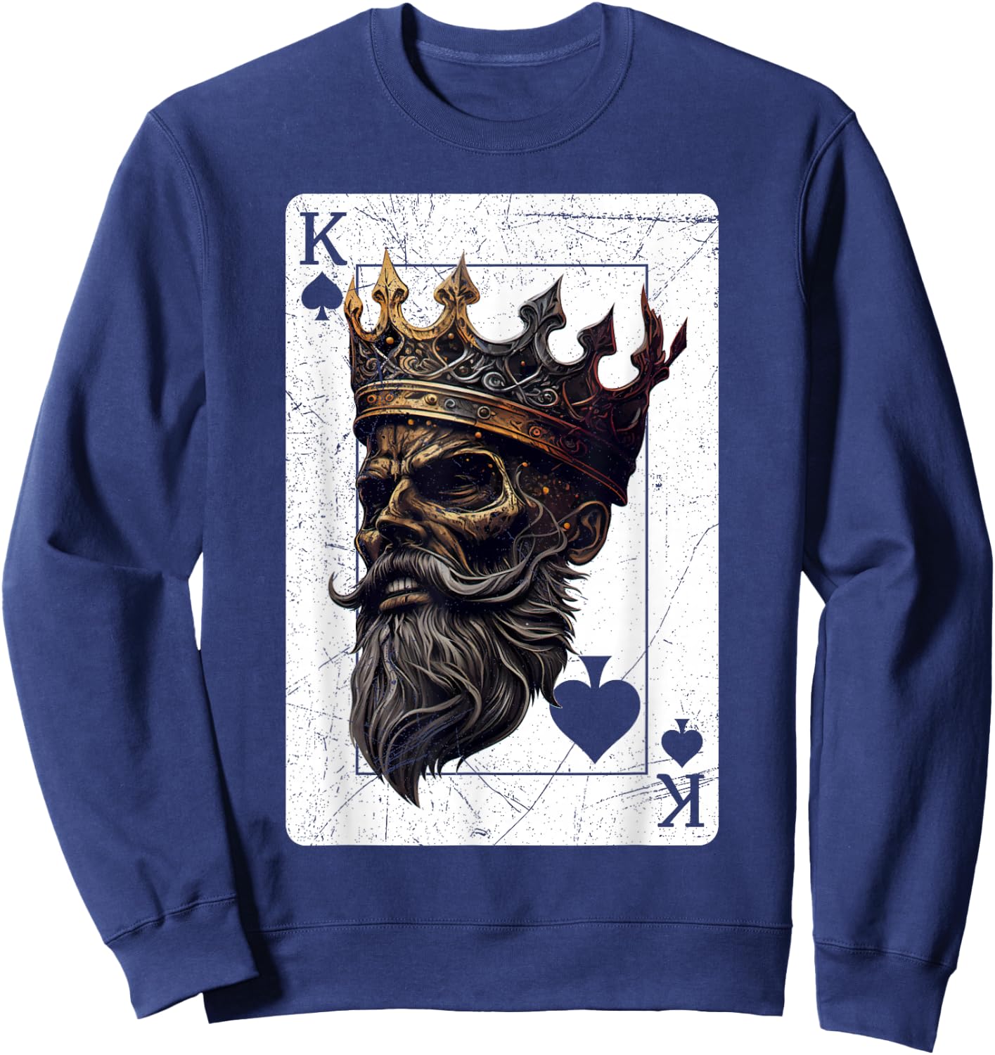 King Spades Creepy Halloween Card Game Poker Gothic Sweatshirt - Sweatshirt | Navy