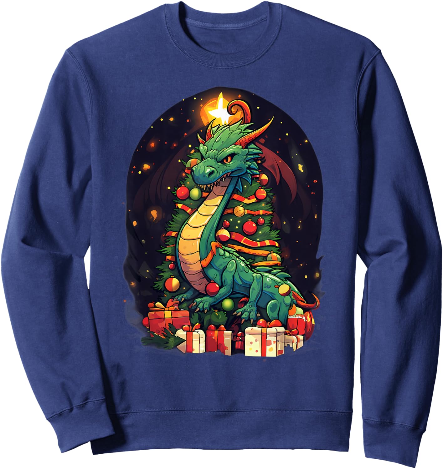 Xmas Dragon Pile Up Christmas Tree Sweatshirt - Sweatshirt | Navy