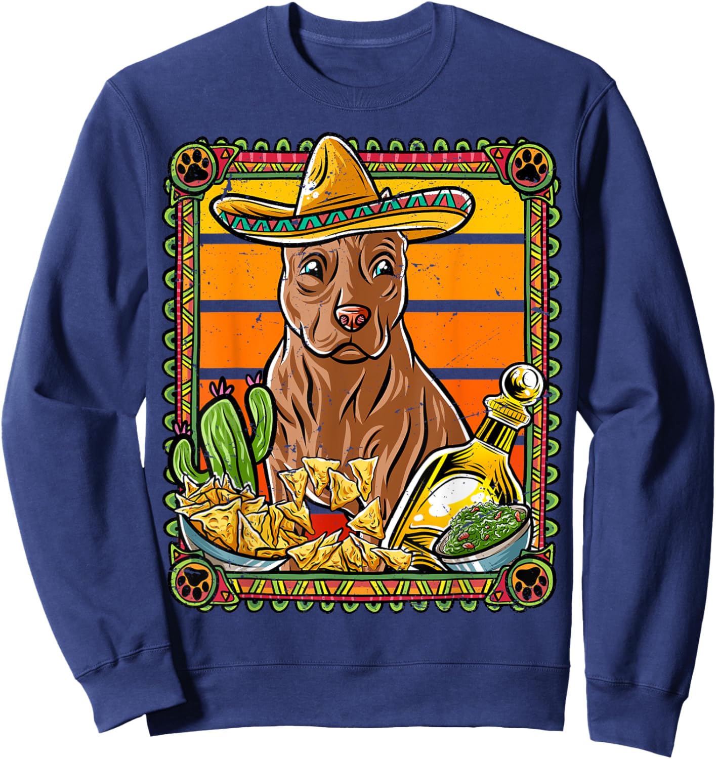 Pitbull Pittie Cinco De Mayo Mexican Sombrero Dog Nacho Sweatshirt - Sweatshirt | Navy