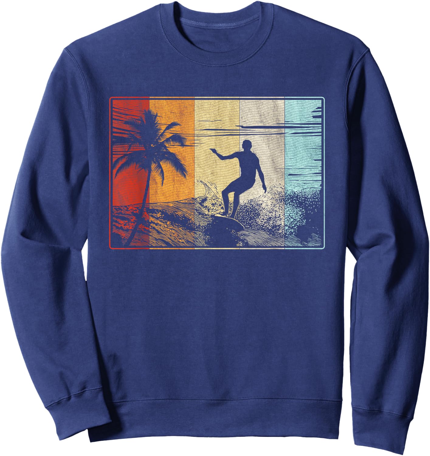 Beach Surfing Surfboard Vintage Retro Surfboarder Surfer Sweatshirt - Sweatshirt | Navy