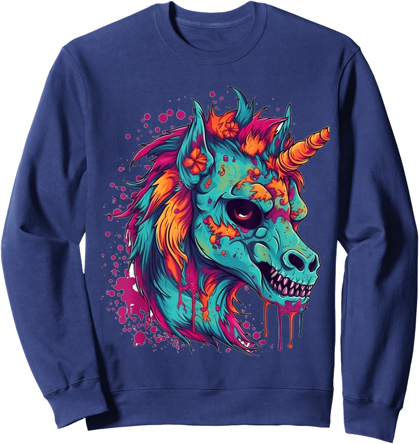 Zombie Unicorn Halloween Costume Scary Magical Women Girls Sweatshirt - Sweatshirt | Navy