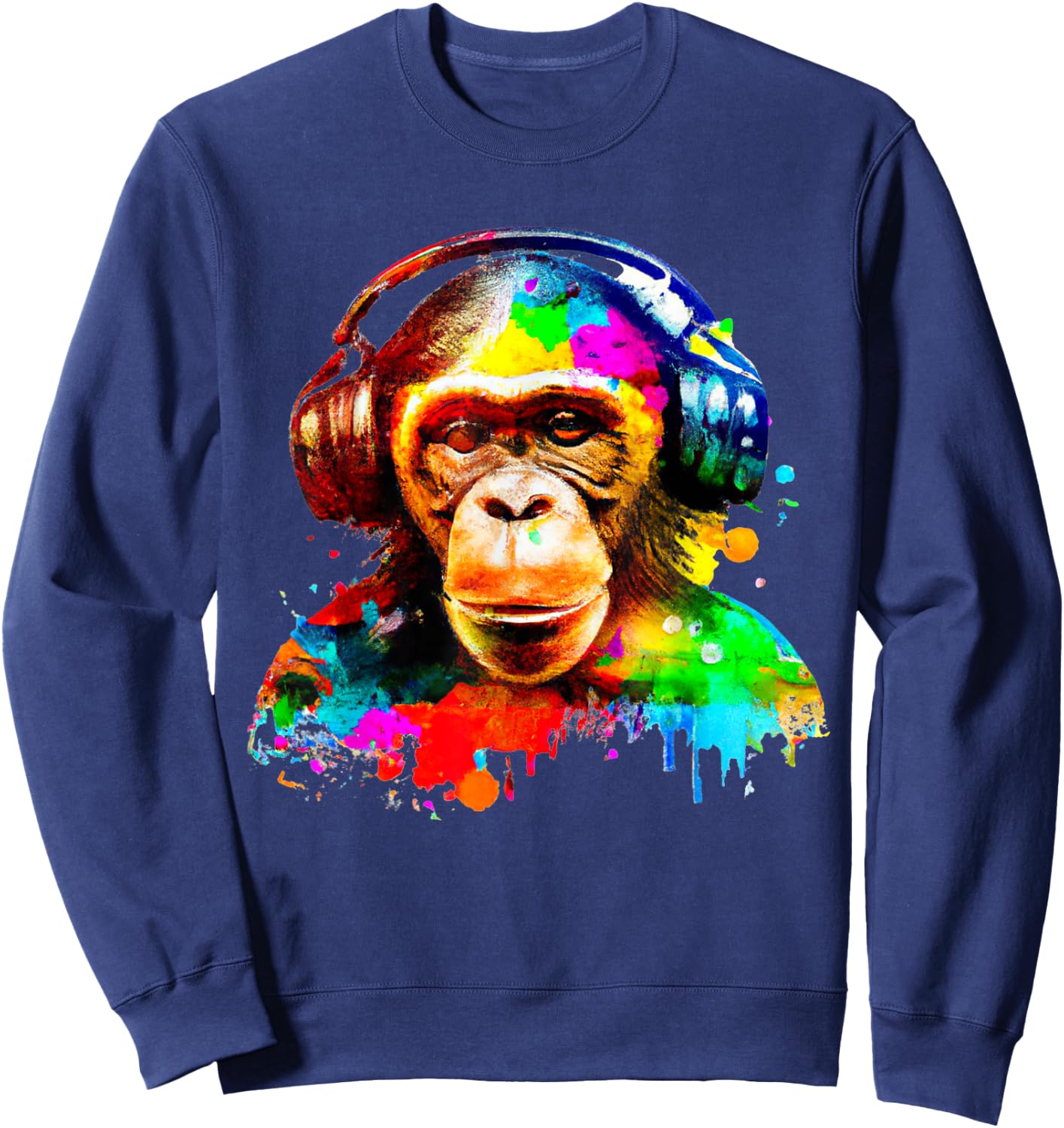 Chimpanzee With Headphones Sweatshirt - Sweatshirt | Navy