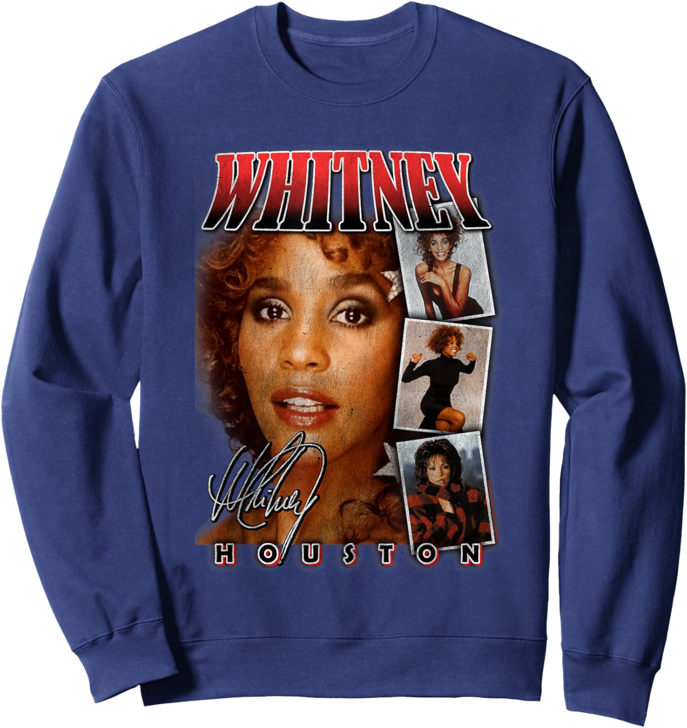 Whitney Houston Photo Collage with Signature Sweatshirt - Sweatshirt | Navy