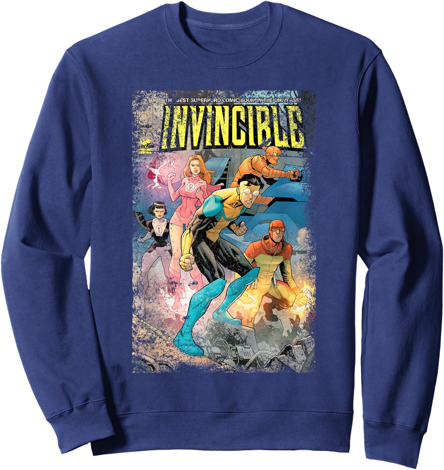 Invincible Distressed Cover - Teen Team Sweatshirt - Sweatshirt | Navy
