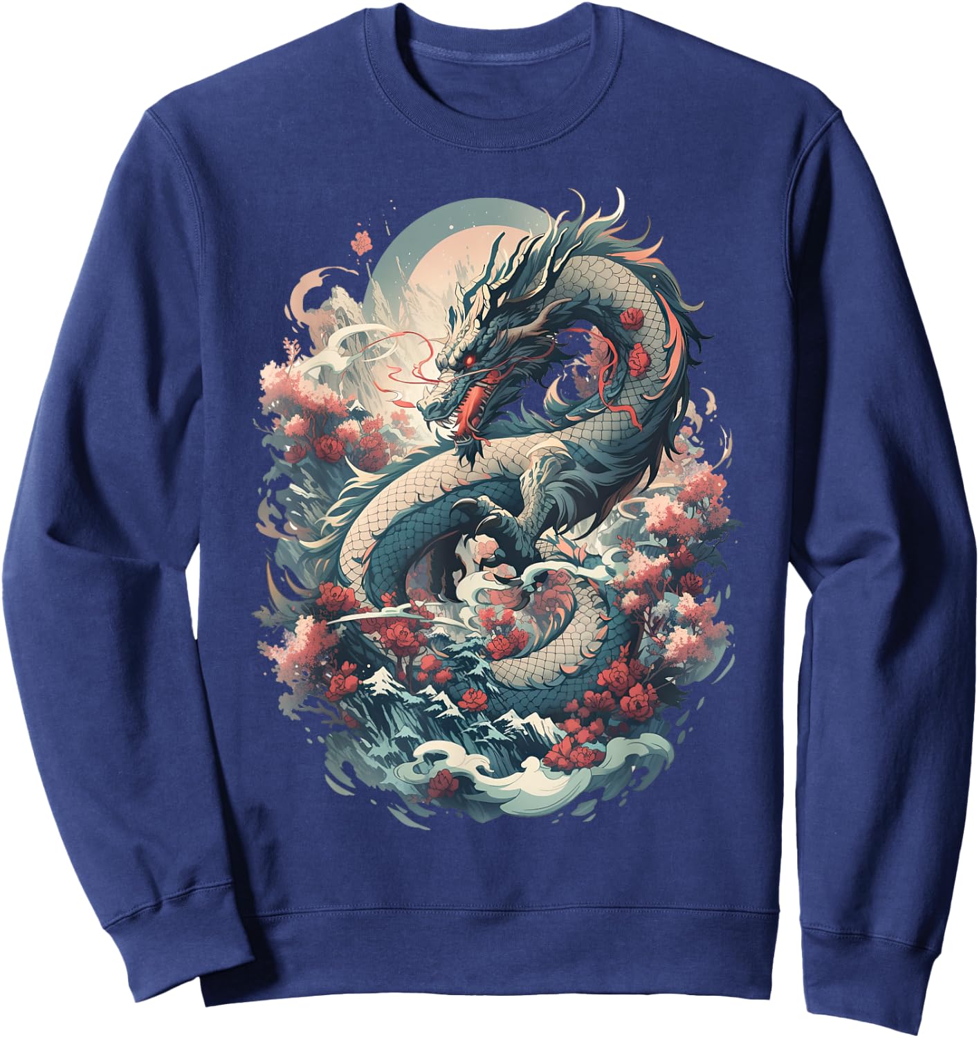 Japanese Aesthetic Dragon japanese art Japan Tattoo Sweatshirt - Sweatshirt | Navy